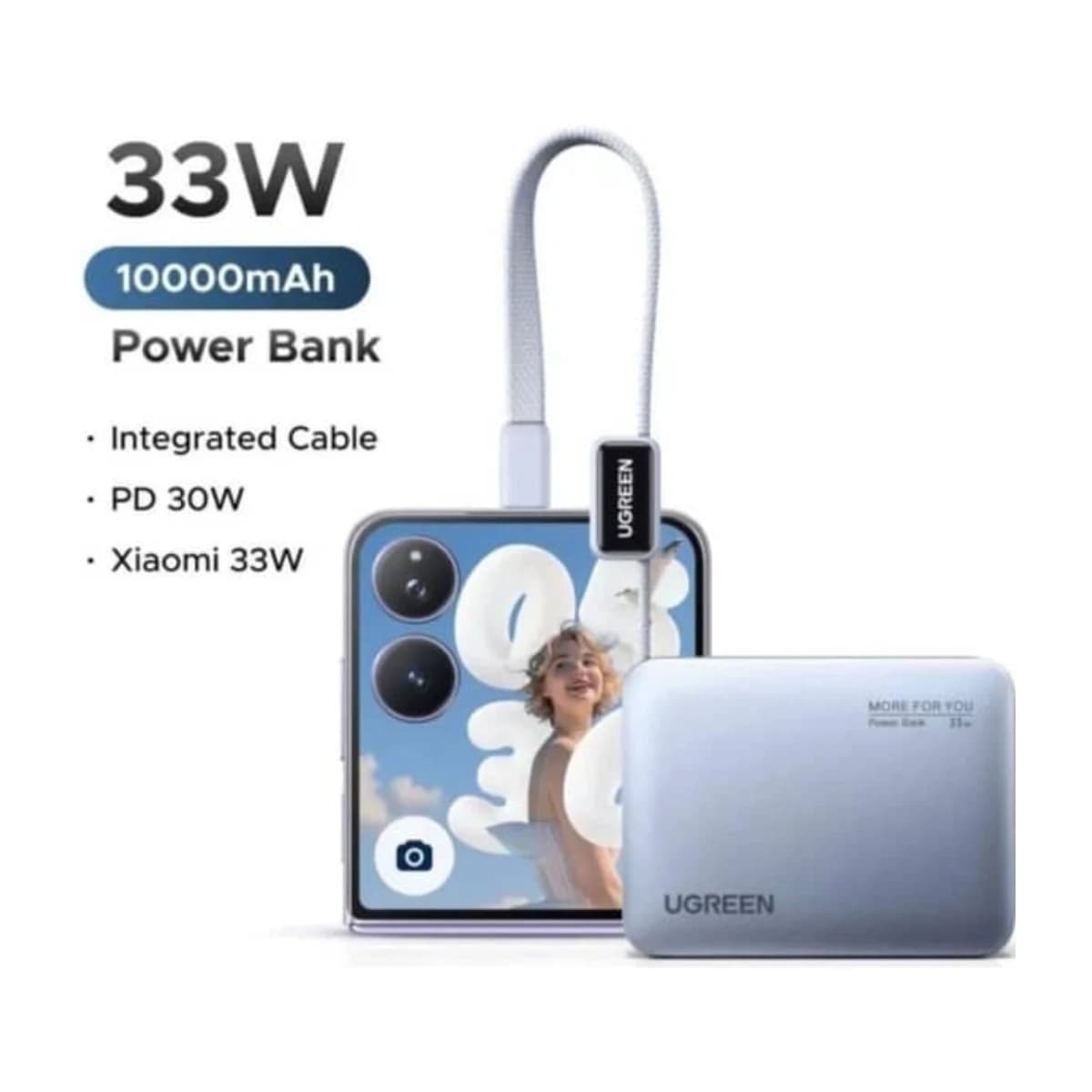 UGREEN Fast Charging Power Bank 10000mAh - Blue (PB584) - Thumbnail Angle 3 | Elmougi Store UAE