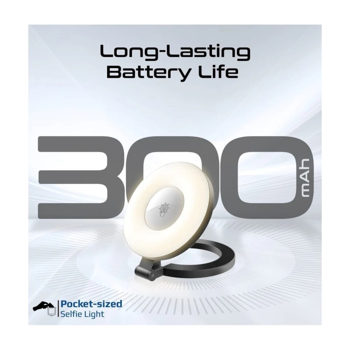 PROMATE Portable LED Light, Adjustable Selfie Light with 300mAh Battery, MagSafe-Compatible Ring Design, 180-Degree Flip Function, Light Intensity Control and Three Lighting Modes, and Included 20cm Charging Cable, MagHalo Black - Thumbnail Angle 4 | Elmougi Store UAE