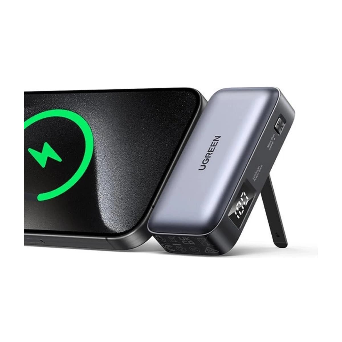 UGREEN ECO 5000 mAh Power Bank with Stand, 20W Fast Charging - Thumbnail Angle 2 | Elmougi Store UAE