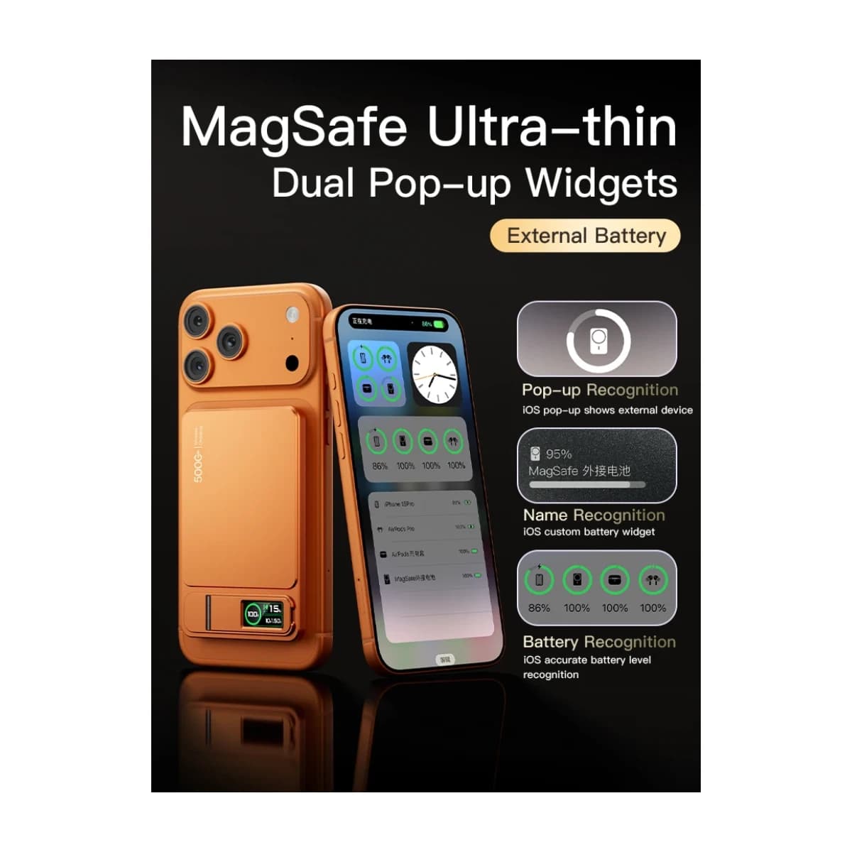 10000mAh Slim MagSafe Power Bank with 20W Fast Wireless Charging - Thumbnail Angle 3 | Elmougi Store UAE