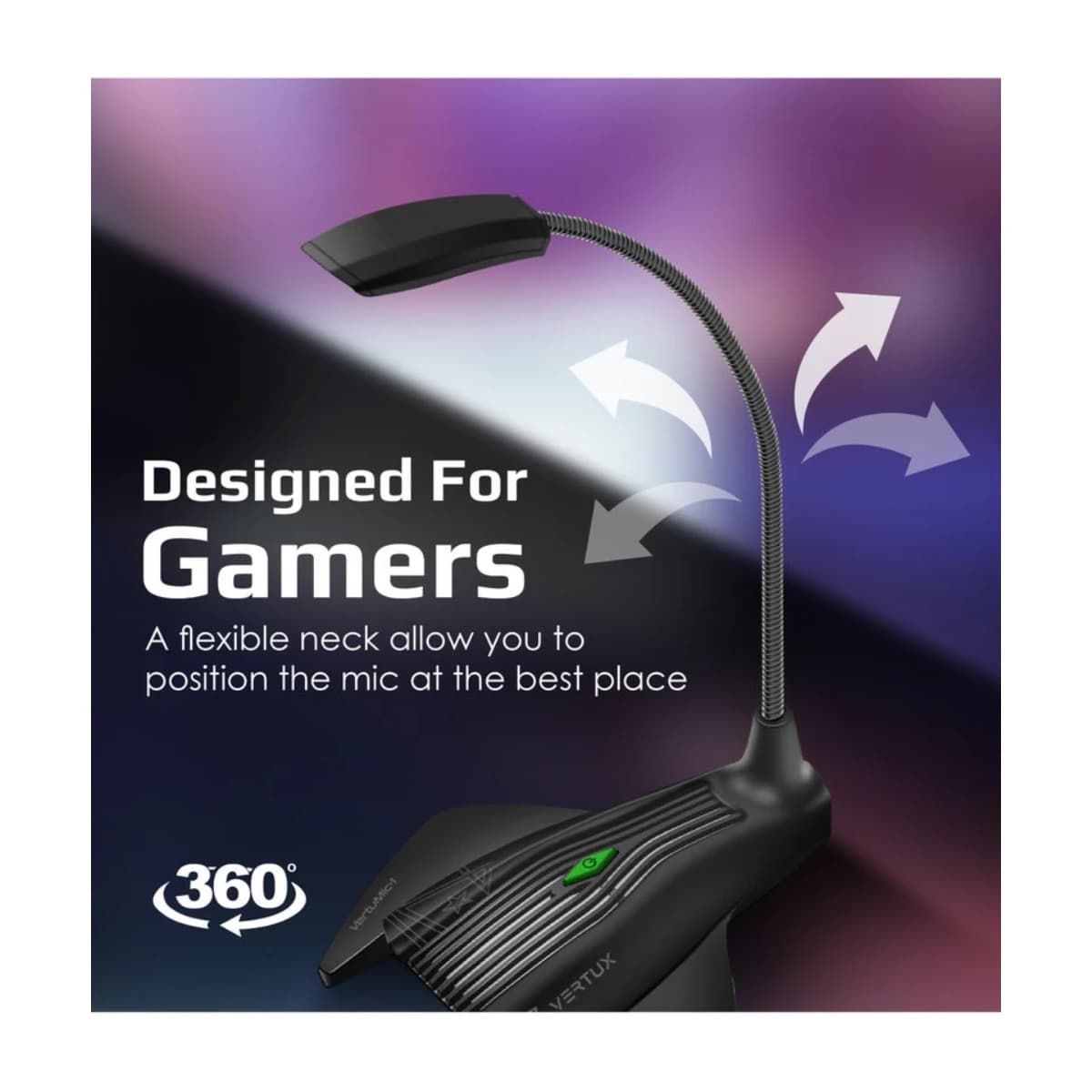 Vertux VertuMic-1 USB Gaming Microphone with RGB Light - Thumbnail Angle 2 | Elmougi Store UAE
