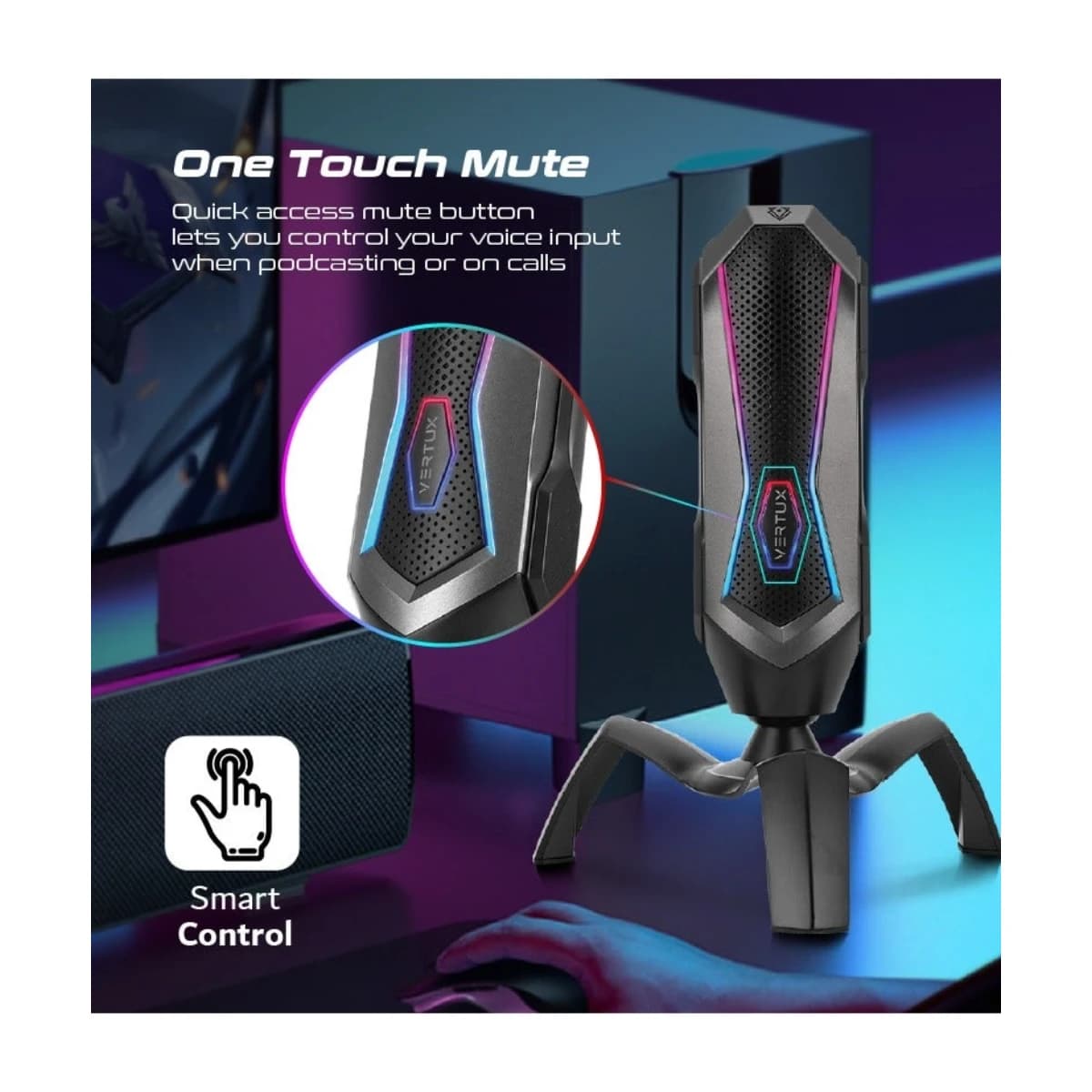 Vertux Marshal USB Gaming Microphone - Black - Thumbnail Angle 4 | Elmougi Store UAE