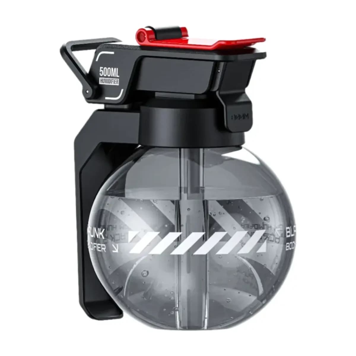 Buy Green Lion Grenade Humidifier with 500mL Tank, Dual Mist Modes, 1100mAh Battery, Type-C Charging, Quick Humidification, Cyberpunk Design, Nano Fine Mist, Quiet Operation, Black - Thumbnail Angle 1 | Elmougi Store UAE