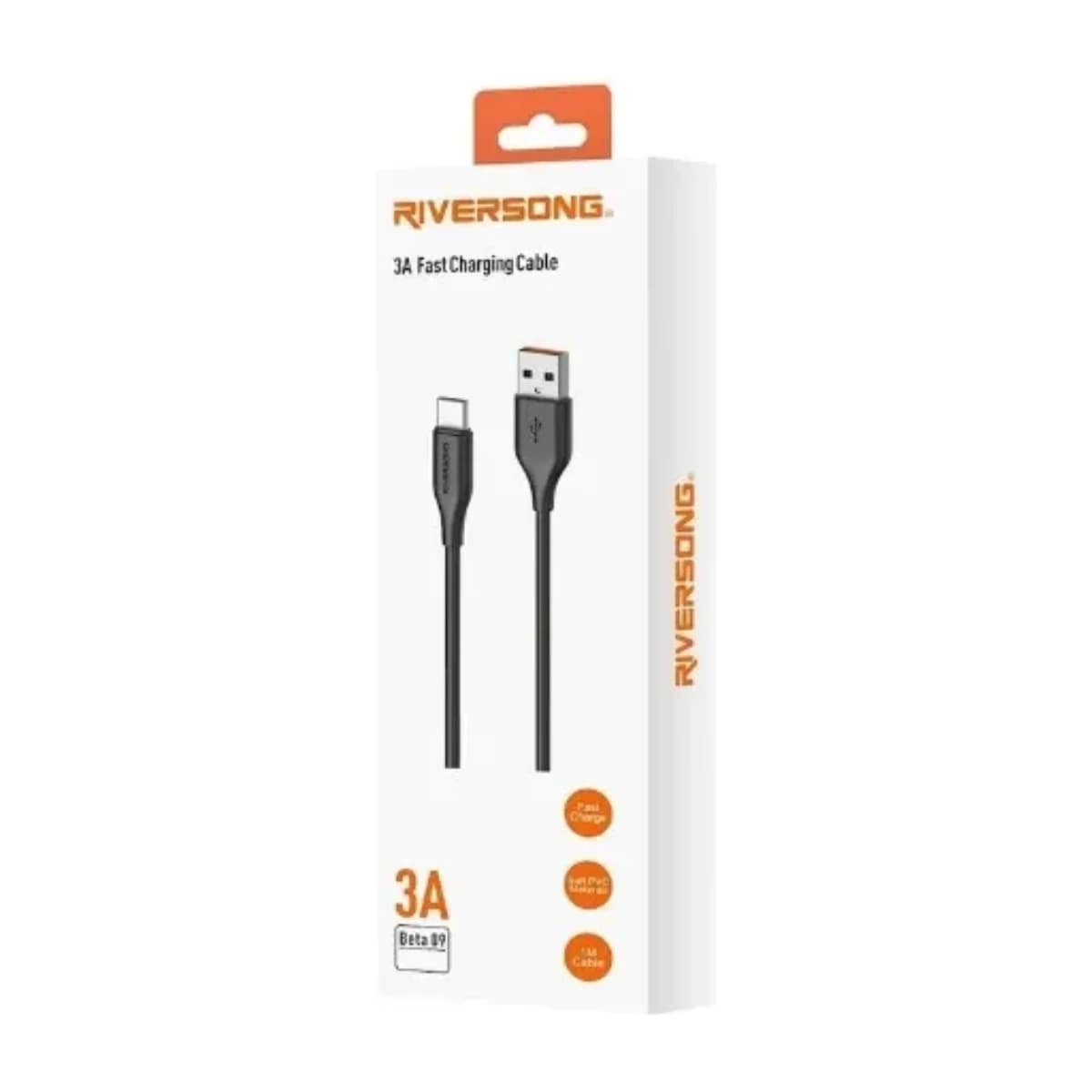Riversong Beta09 Type-C Cable CT10 - 1 Meter, Black - Thumbnail Angle 2 | Elmougi Store UAE