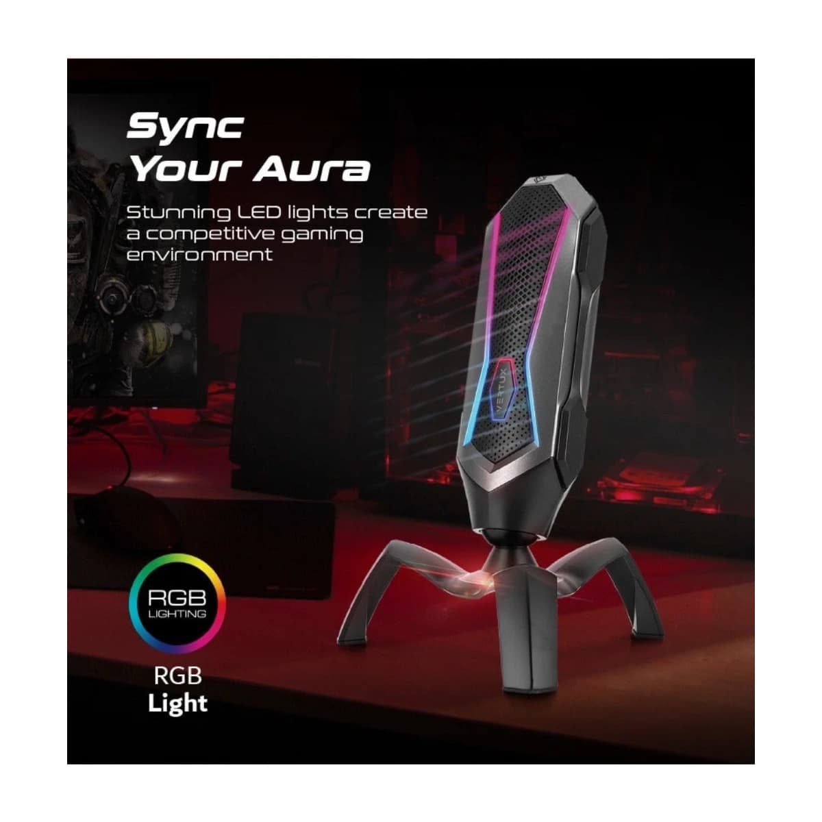 Vertux Marshal USB Gaming Microphone - Black - Thumbnail Angle 2 | Elmougi Store UAE