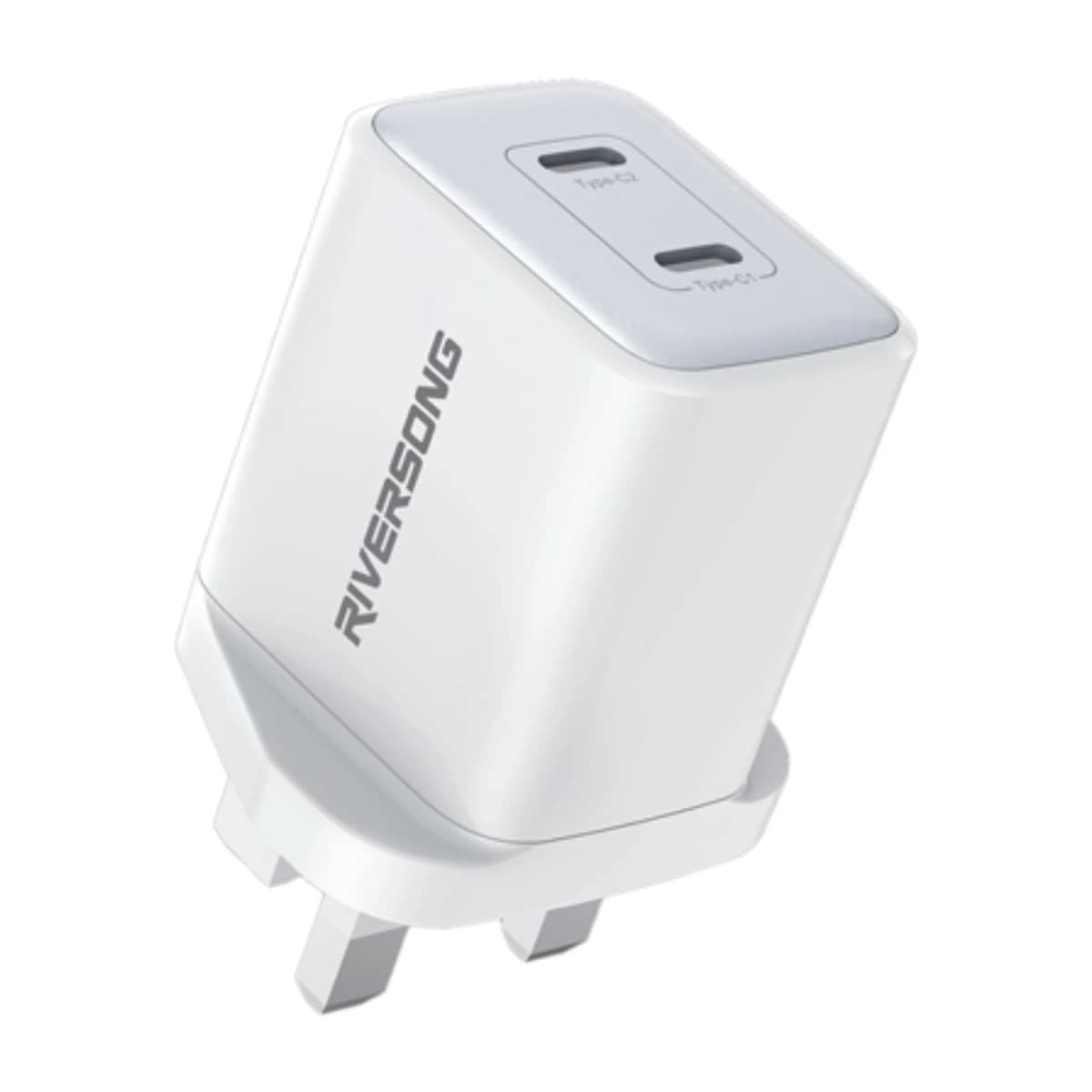 Riversong AD138 PD45W 2C Dual USB-C 45W Wall Charger - White - Thumbnail Angle 1 | Elmougi Store UAE
