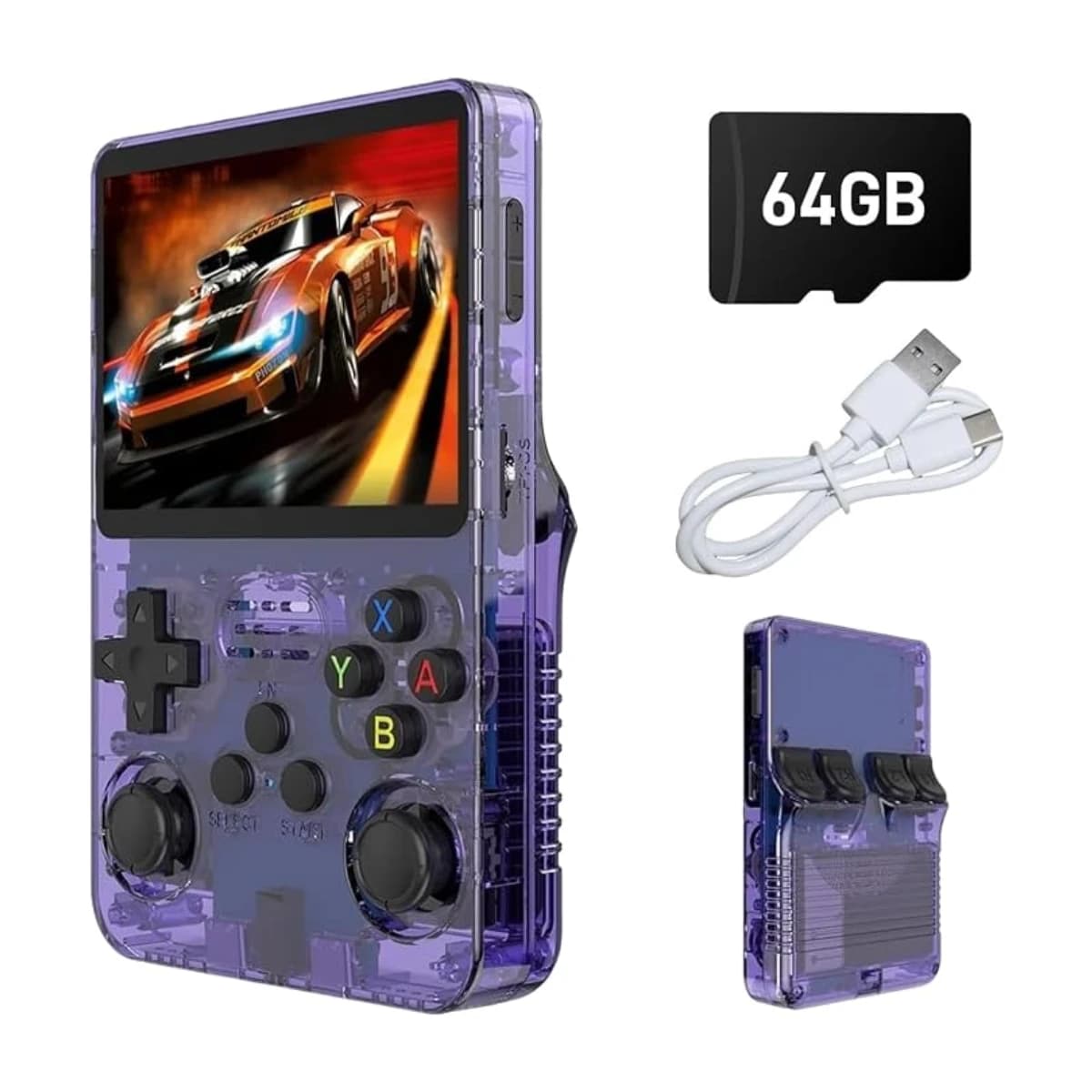 R36S Retro Handheld Gaming Console with Dual 3D Joysticks, 3.5" HD Screen, 3500mAh Battery - Thumbnail Angle 1 | Elmougi Store UAE