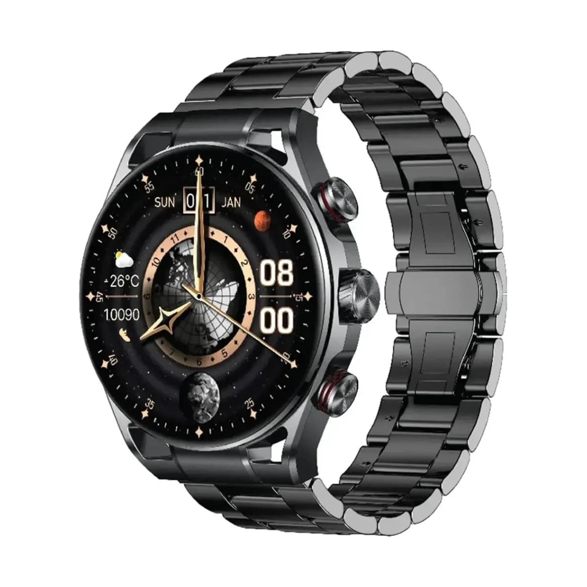 Green Lion Chrono Pro Smart Watch - Full-View Touch Display, Voice Recording, Bluetooth 5.3, Magnetic Pin Charging, 360mAh Battery, IP68 Water-Resistant, 5-7 Days Working Time, 25 Days Standby, 1GB Flash Memory - Thumbnail Angle 1 | Elmougi Store UAE