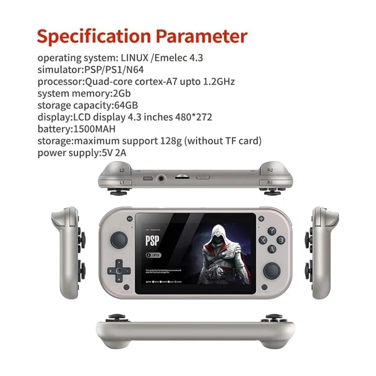 Neo Classic M17 Retro Handheld Game Console - Thumbnail Angle 3 | Elmougi Store UAE