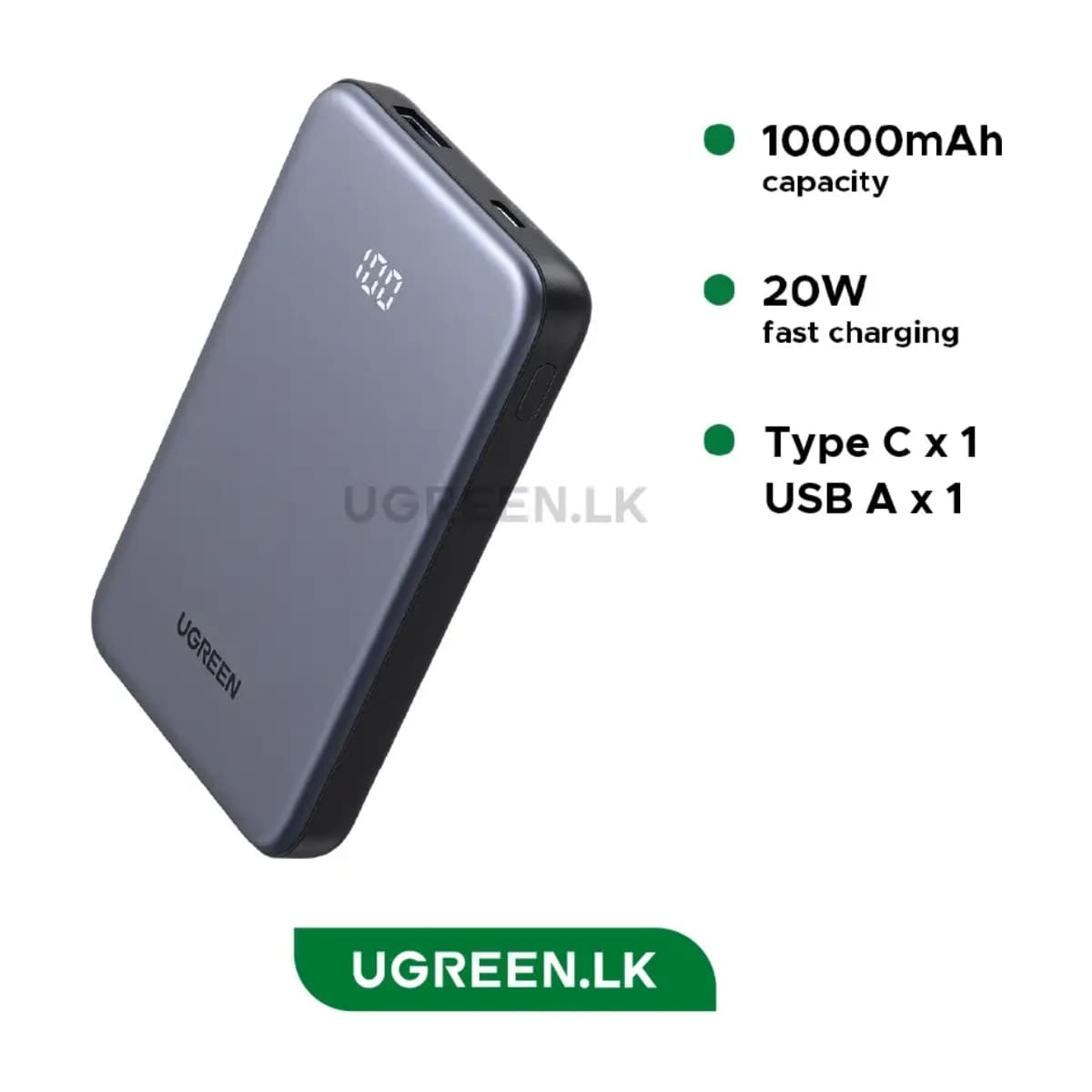 UGREEN 20W USB-C GaN Fast Charger - Thumbnail Angle 1 | Elmougi Store UAE