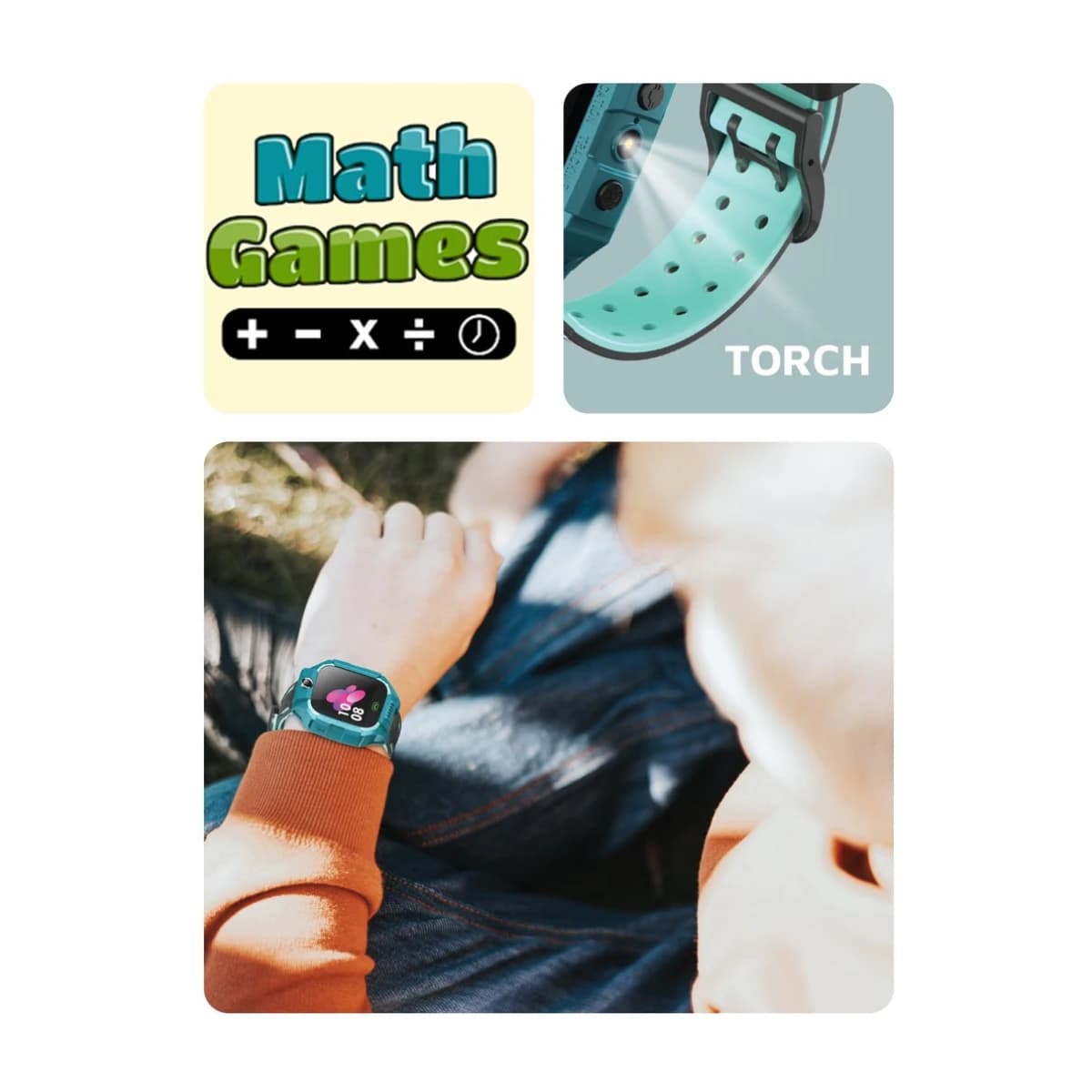 GREEN LION Smart Kids Watch Series 5 with Multilingual Support (English, Arabic, French, Russian), Math Game, 5-Day Standby Time, HD Screen, Time & Alarm Function, Remote Control, Fun & Educational Wearable for Kids - Blue - Thumbnail Angle 3 | Elmougi Store UAE