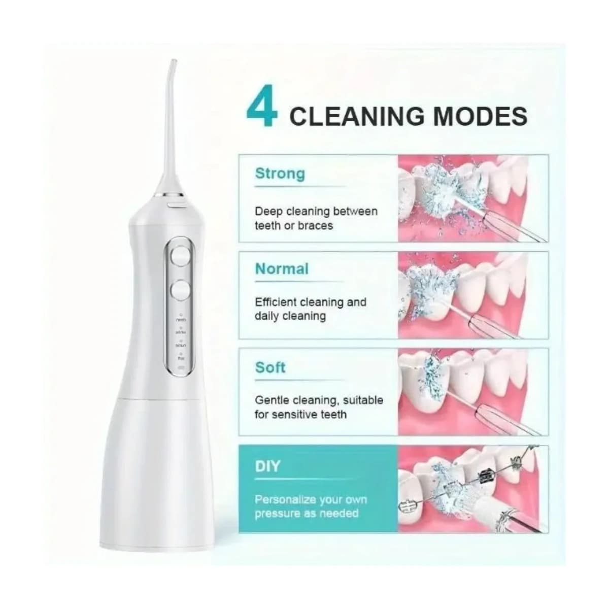 SENK Intelligent 2-in-1 Water Flosser & Electric Toothbrush Kit – 320ml Large Capacity Detachable Tank, 4 Modes, High-Frequency Pulse 1800-2000/min - Thumbnail Angle 3 | Elmougi Store UAE