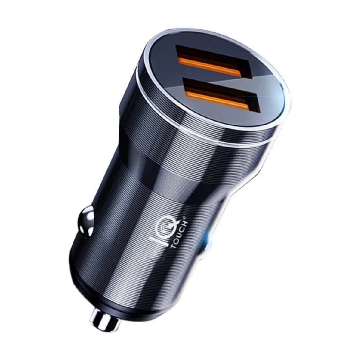 IQ TOUCH Powerdrive2 3.1A Fast Car Charger - 2 USB, Aluminum, Black - Thumbnail Angle 1 | Elmougi Store UAE
