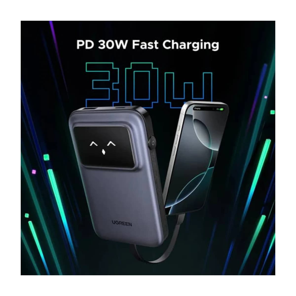 Ugreen Uno Power Bank 10000mAh - Black - Thumbnail Angle 2 | Elmougi Store UAE