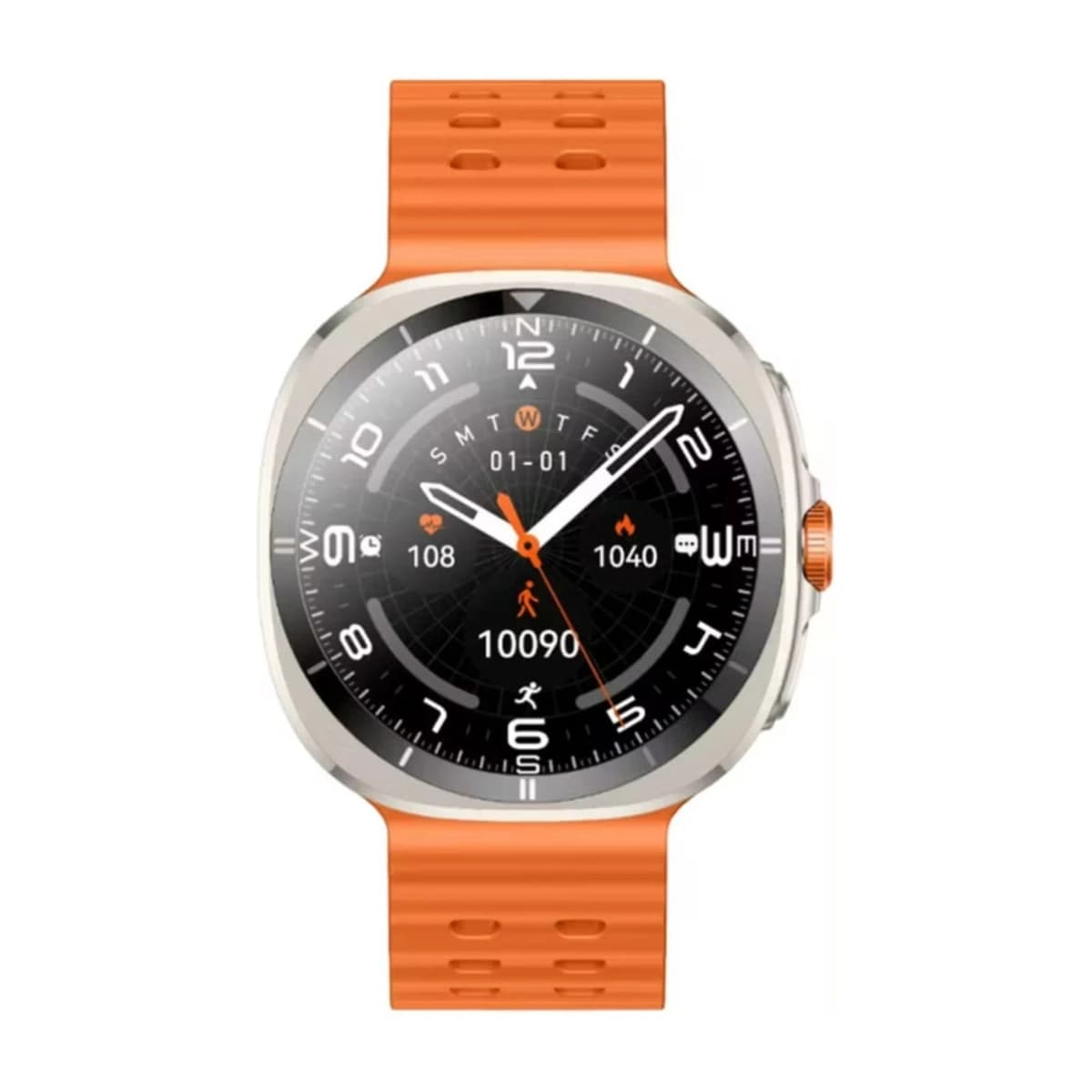 GREEN LION Smart Watch Connect Pro with AMOLED Display and High-Fidelity BT Calling / Always-on Display / Call/social notifications / Music Control / Raise Wrist Wake screen / Sleep monitoring / Sedentary Reminder - Orange/Titanium Dial - Thumbnail Angle 2 | Elmougi Store UAE