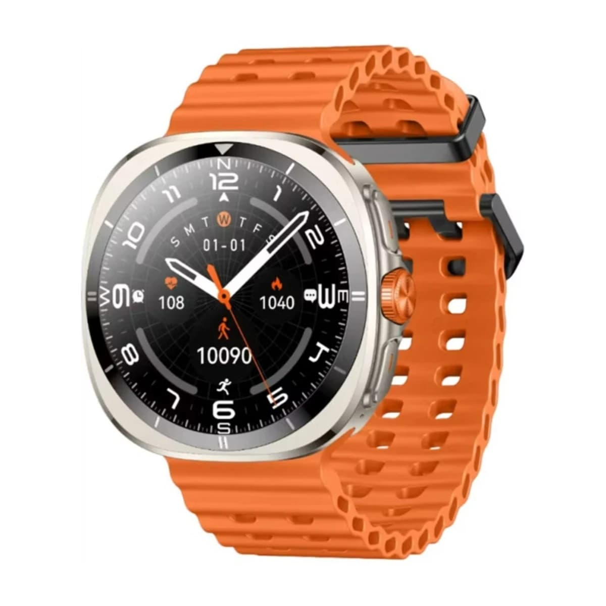 GREEN LION Smart Watch Connect Pro with AMOLED Display and High-Fidelity BT Calling / Always-on Display / Call/social notifications / Music Control / Raise Wrist Wake screen / Sleep monitoring / Sedentary Reminder - Orange/Titanium Dial - Thumbnail Angle 1 | Elmougi Store UAE
