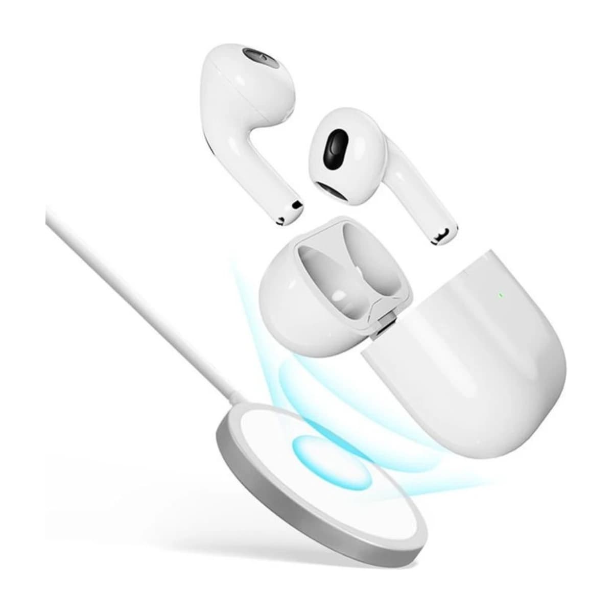 IQ TOUCH True Wireless Stereo Earbuds with Microphone, Touch Control, Wireless Charging Case - White - Thumbnail Angle 3 | Elmougi Store UAE