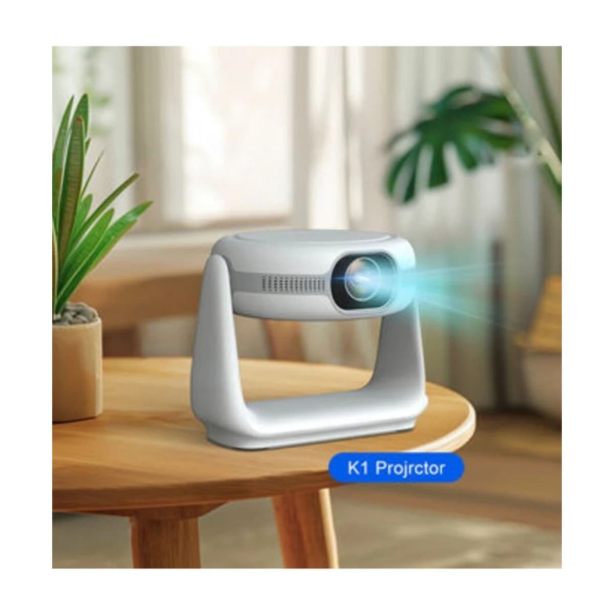 Generic K1 Multimedia Android Pan-Tilt Projector & Table Lamp 4K - Thumbnail Angle 2 | Elmougi Store UAE