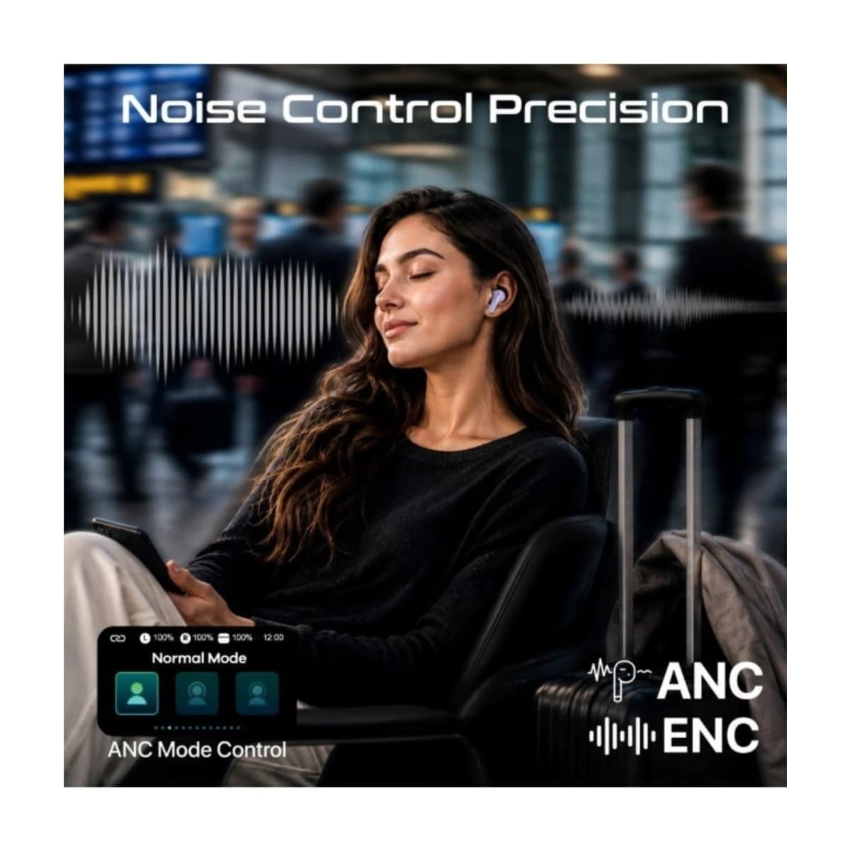 PROMATE Arix TWS Earbuds with ANC, Smart Touch Display, TFT IPS Screen, Quad-Mic ENC, 40-Hour Playtime, IPX5 Water Resistance, Custom EQ Controls - Thumbnail Angle 4 | Elmougi Store UAE