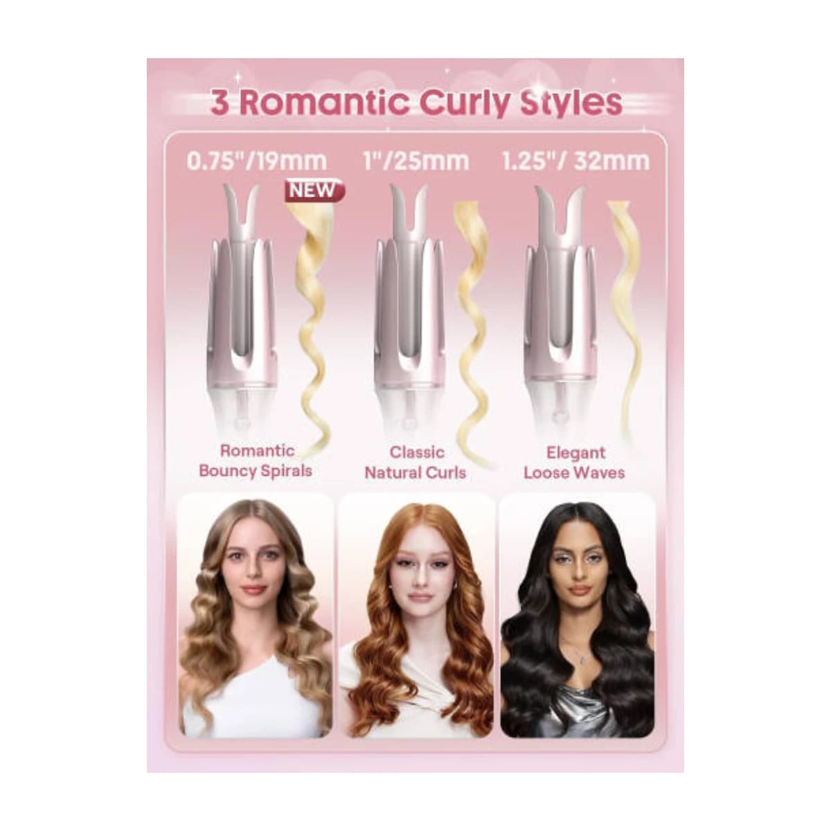 Sheglam Cupid's Charm One-Touch Automatic Curling Wand 25mm - Thumbnail Angle 3 | Elmougi Store UAE