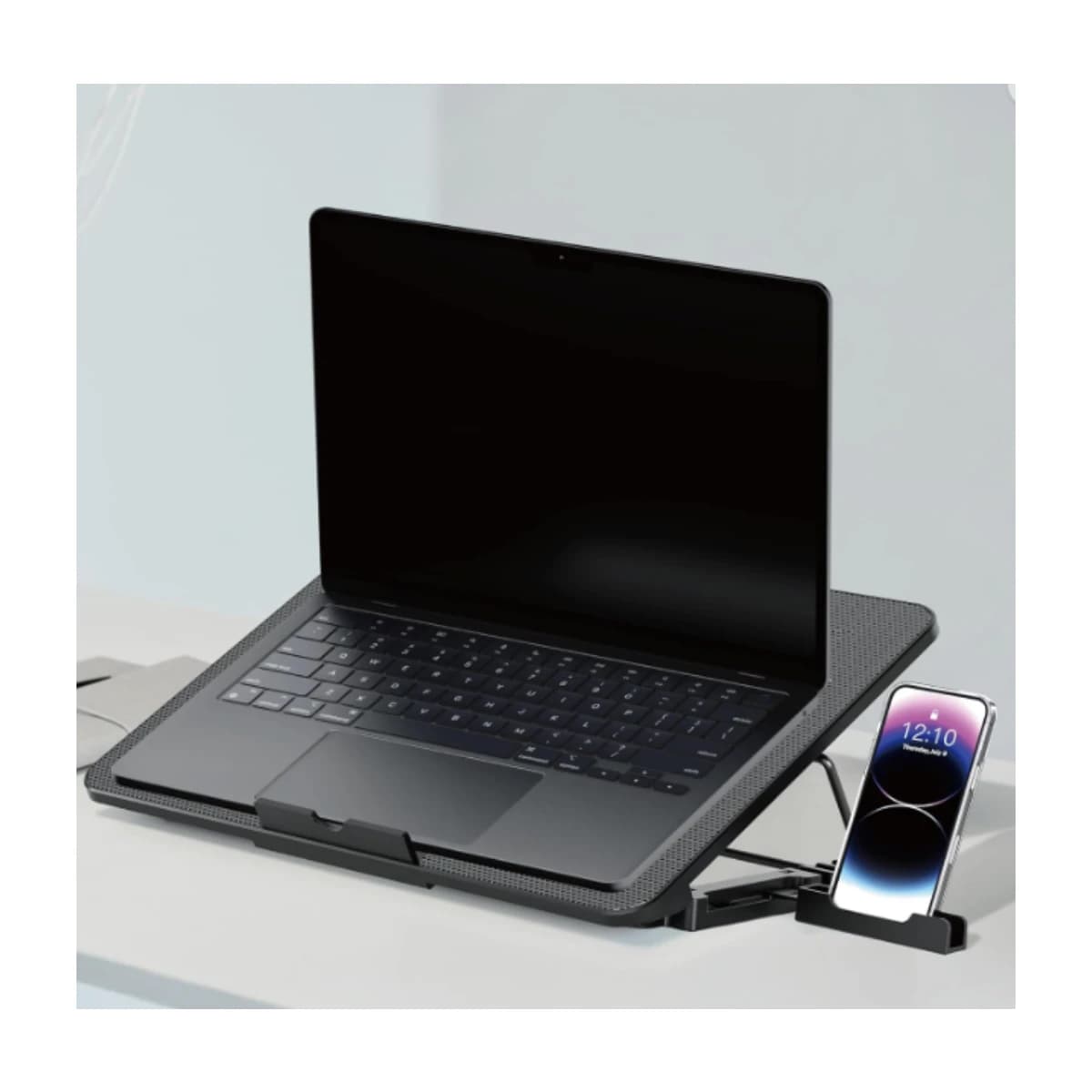 Porodo 8-Fan Laptop Cooling Stand - Up to 16" Laptops, Black - Thumbnail Angle 2 | Elmougi Store UAE
