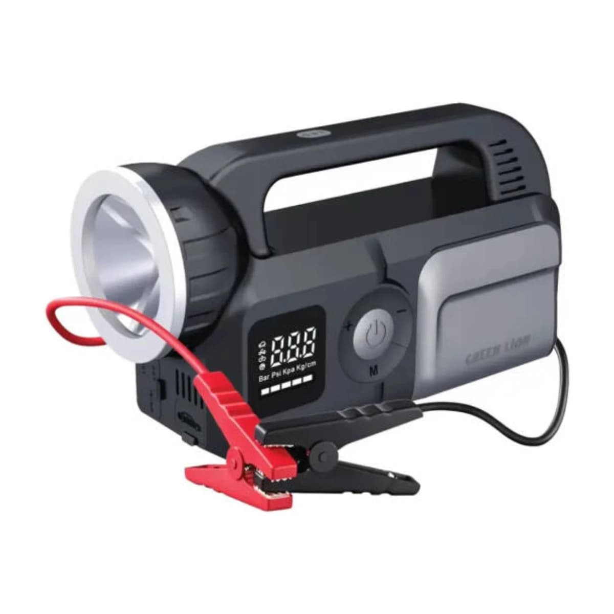 Green Lion Savior 12V Jump Starter - 8L Gasoline / 6L Diesel Engines - Gray - Thumbnail Angle 1 | Elmougi Store UAE