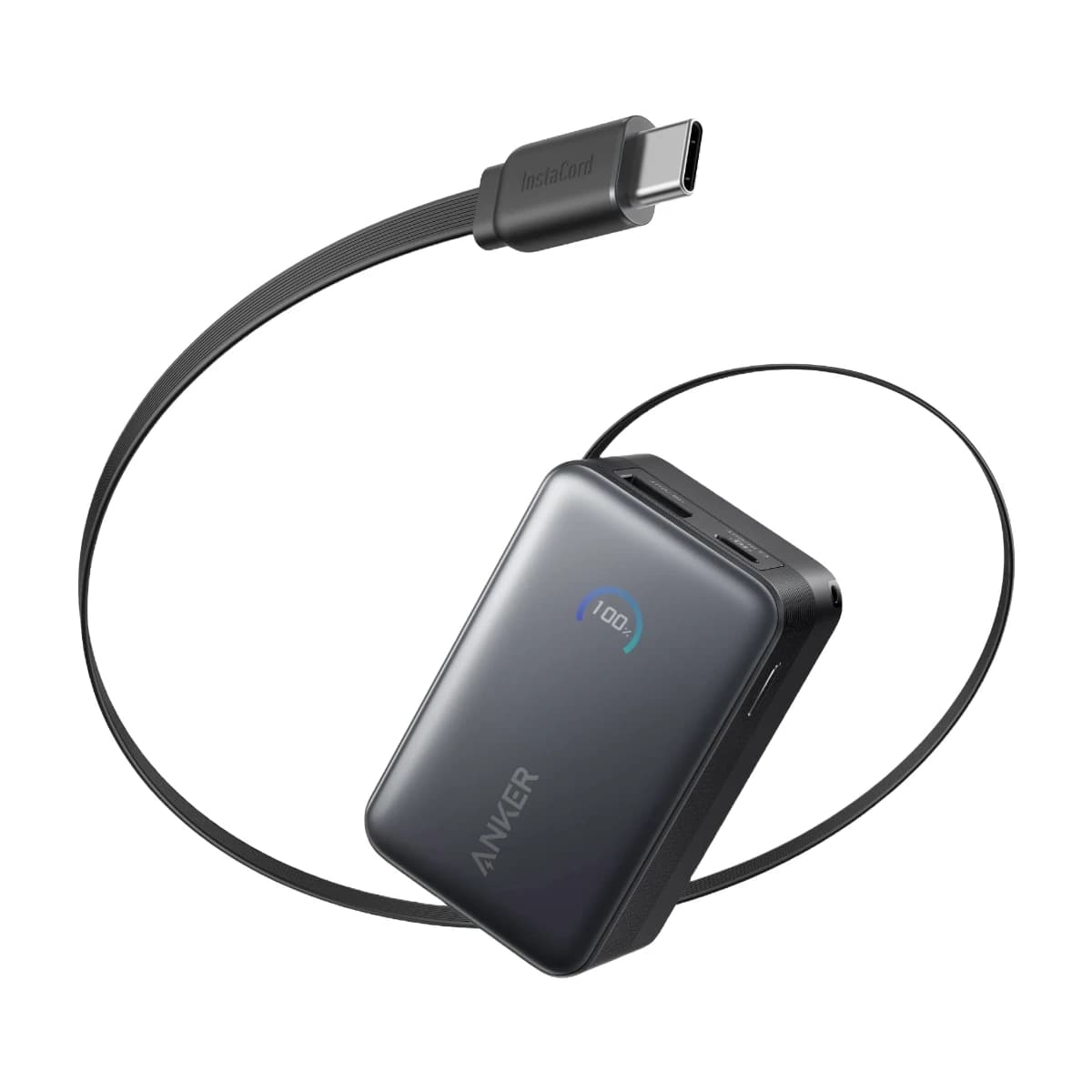 Anker Nano 10000mAh Power Bank with Retractable Cable, 45W Max Compact Battery Pack, Smart Display, for iPhone 16 Series, iPad, Galaxy, Pixel, and More - Thumbnail Angle 1 | Elmougi Store UAE