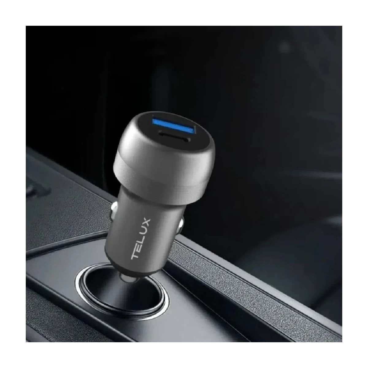 Telux PowerGo PD78 3-Port Fast Charging Car Charger - Black - Thumbnail Angle 2 | Elmougi Store UAE