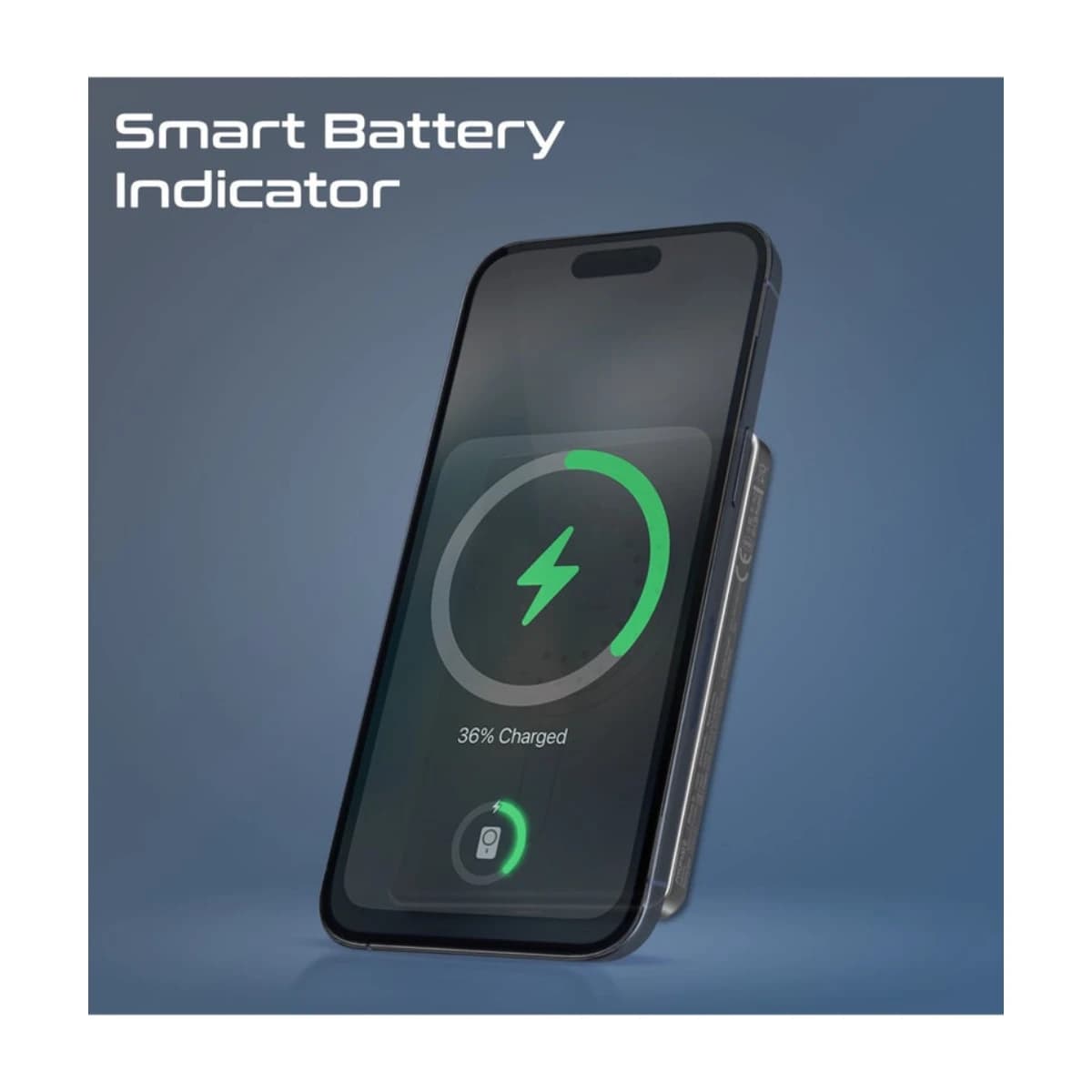 PROMATE 5000 mAh Super Slim Power Bank With 15W MagSafe Charging, 20W USB-C Port, And Safety Protection System, USB-C Input/Output Port Black - Thumbnail Angle 3 | Elmougi Store UAE