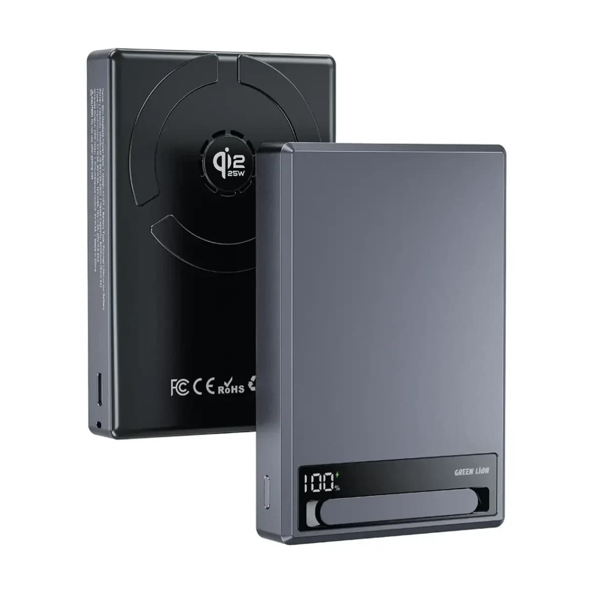 Green Lion Everest 10000mAh Power Bank - Gray - Thumbnail Angle 1 | Elmougi Store UAE