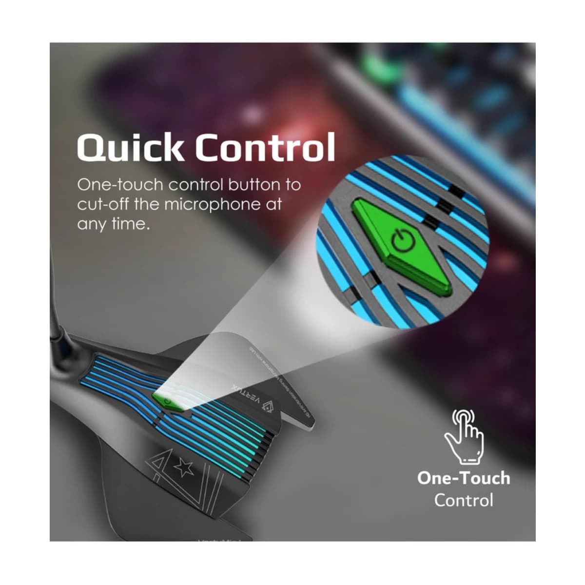 Vertux VertuMic-1 USB Gaming Microphone with RGB Light - Thumbnail Angle 4 | Elmougi Store UAE