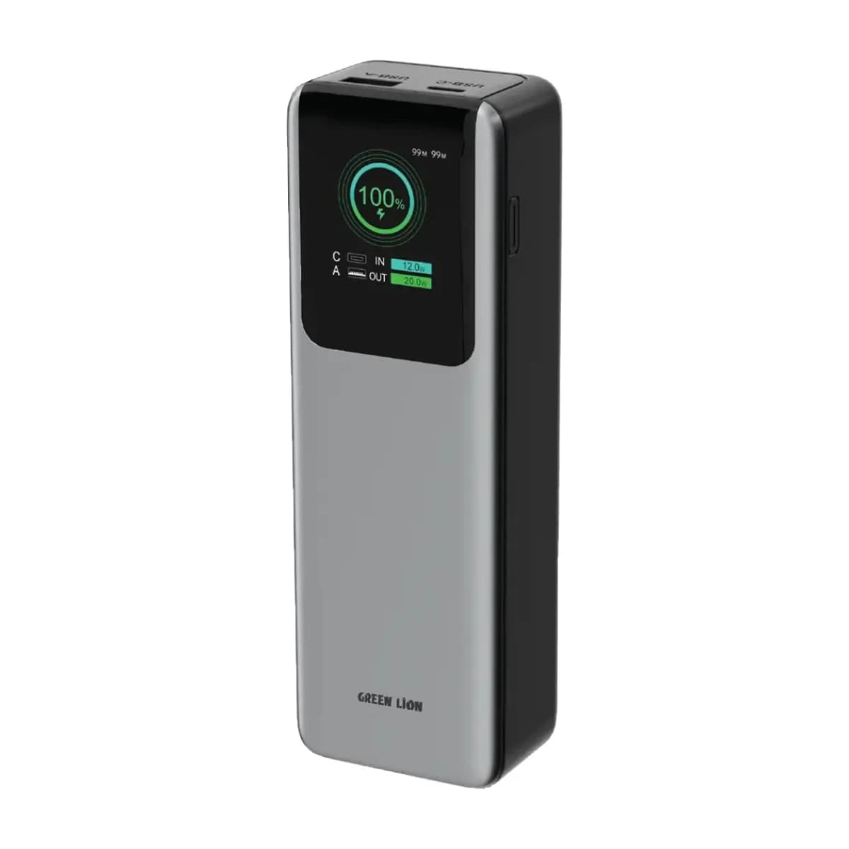 Green Lion Voltura 20000mAh Power Bank PD100W - Grey - Thumbnail Angle 1 | Elmougi Store UAE
