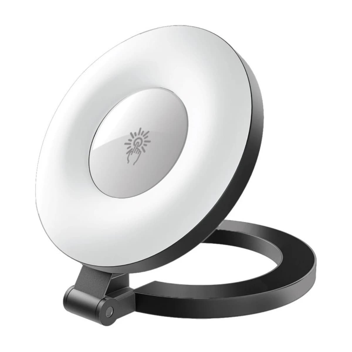 PROMATE Portable LED Light, Adjustable Selfie Light with 300mAh Battery, MagSafe-Compatible Ring Design, 180-Degree Flip Function, Light Intensity Control and Three Lighting Modes, and Included 20cm Charging Cable, MagHalo Black - Thumbnail Angle 1 | Elmougi Store UAE