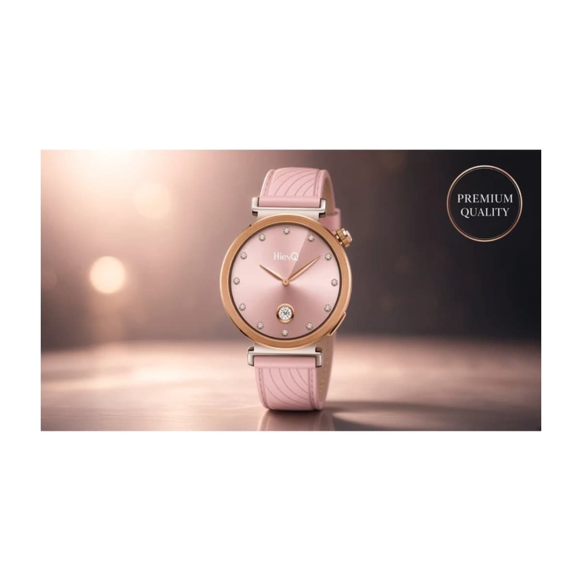 Hie-Q GT9 Mini AMOLED Smart Watch for Women, AI Dashboard, Compass, Wireless Charging, Heart Rate & Sleep Tracking, Bluetooth Calling, Full Touchscreen Fitness Tracker, Multiple Sports Modes, 3 Pairs Interchangeable Straps, Stylish Smartwatch for Fitness, Sports & Daily Use, Pink - Thumbnail Angle 2 | Elmougi Store UAE
