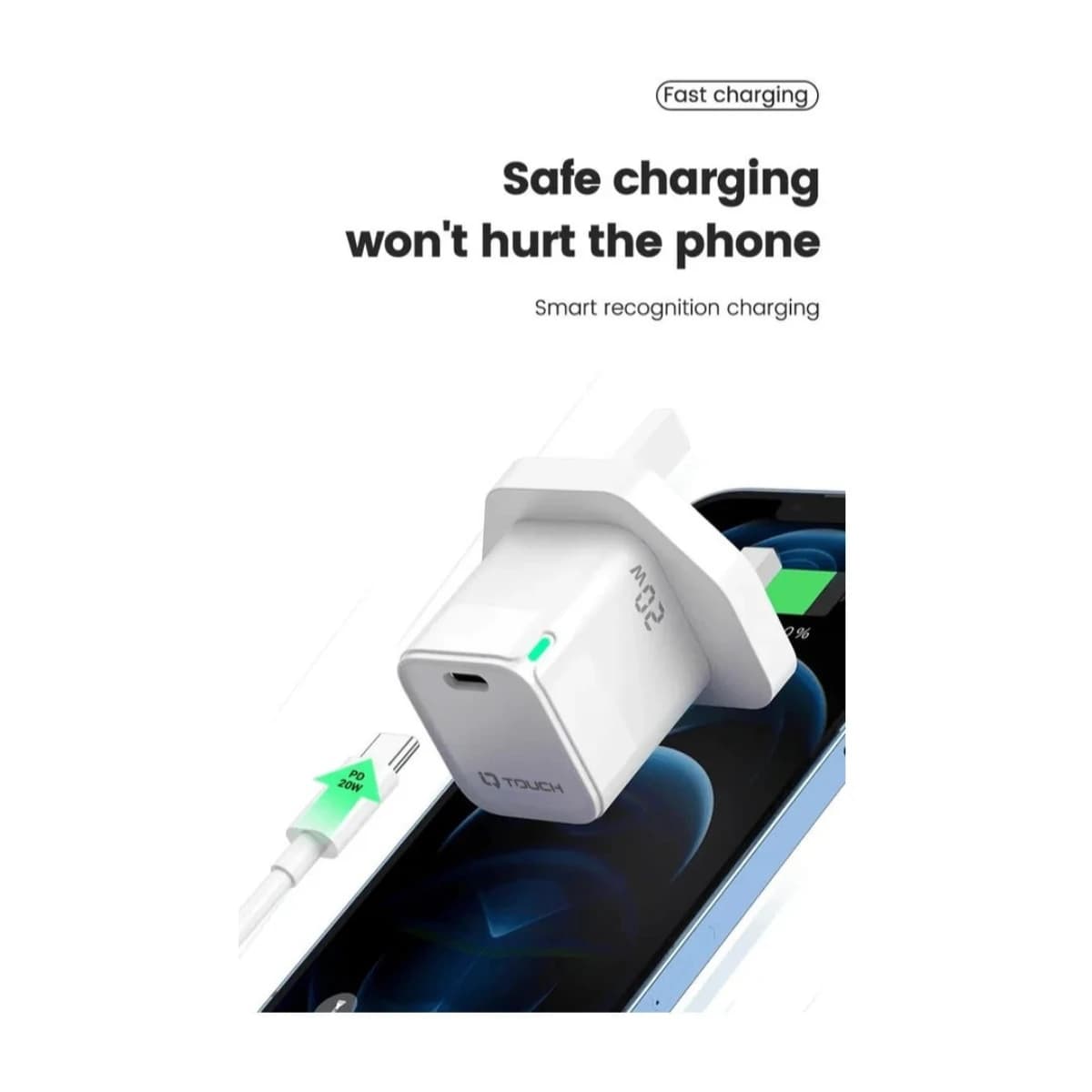 IQ TOUCH 20W USB-C PD Charger - Thumbnail Angle 3 | Elmougi Store UAE
