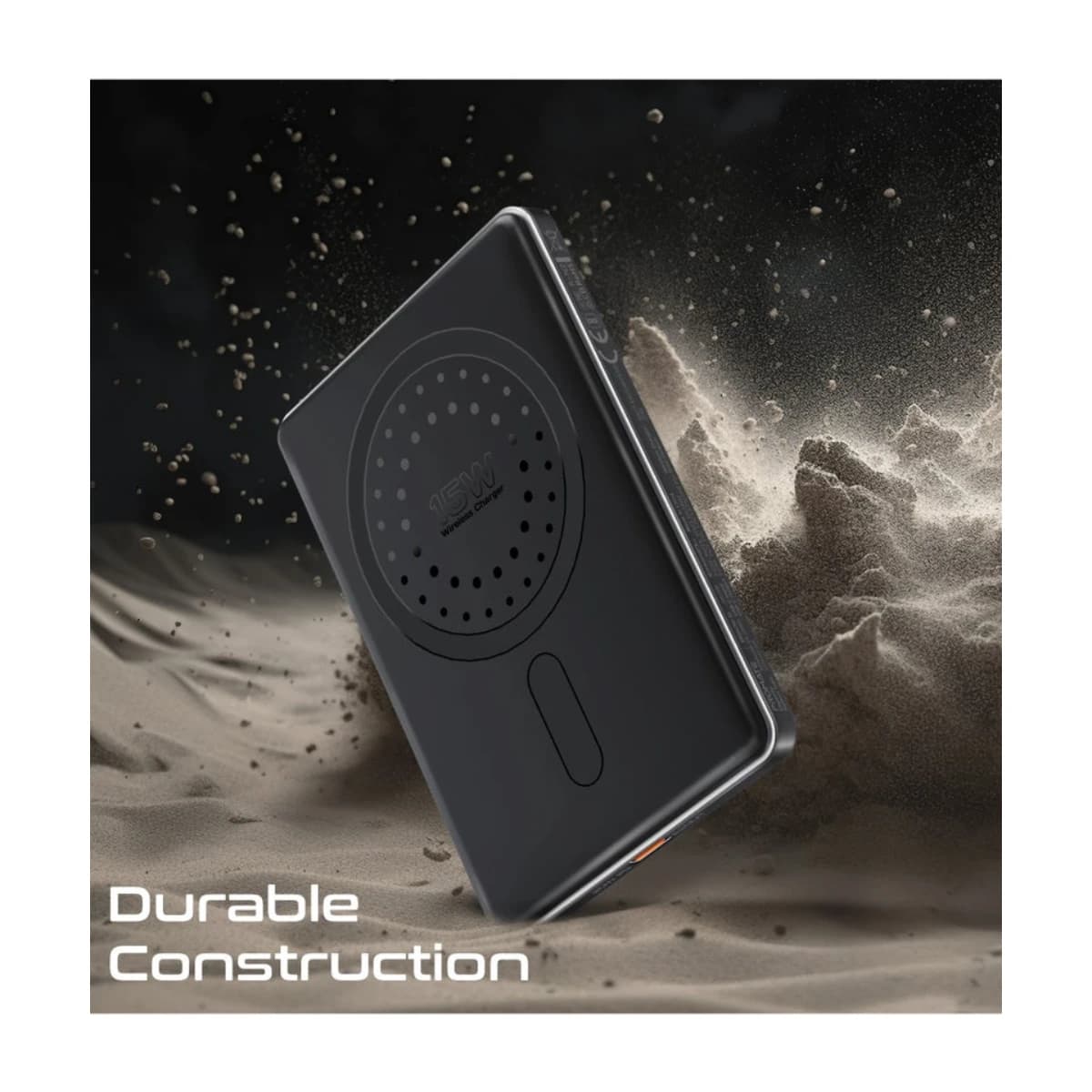 PROMATE 5000 mAh Super Slim Power Bank With 15W MagSafe Charging, 20W USB-C Port, And Safety Protection System, USB-C Input/Output Port Black - Thumbnail Angle 4 | Elmougi Store UAE
