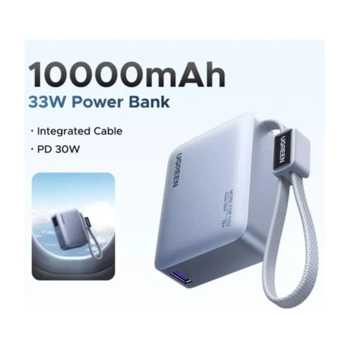 UGREEN Fast Charging Power Bank 10000mAh - Blue (PB584) - Thumbnail Angle 2 | Elmougi Store UAE