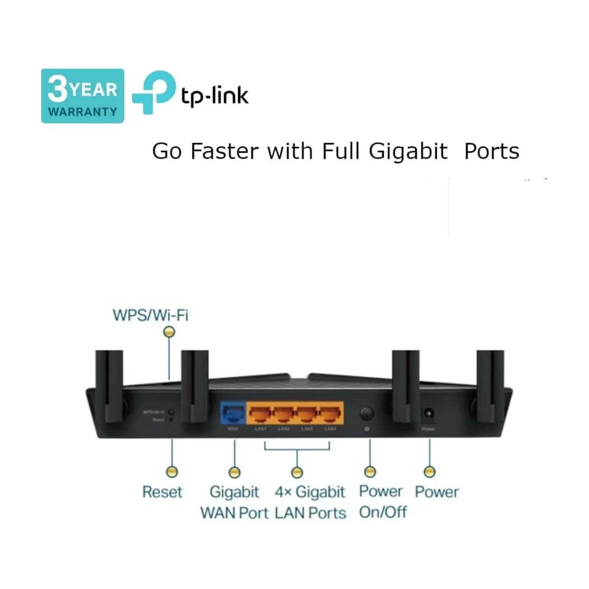 TP-Link WiFi 6 AX3000 Dual-Band Gigabit VPN Router (Archer AX53) - Thumbnail Angle 3 | Elmougi Store UAE