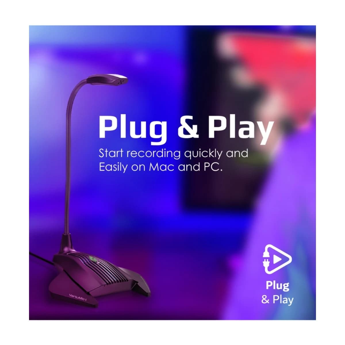 Vertux VertuMic-1 USB Gaming Microphone with RGB Light - Thumbnail Angle 3 | Elmougi Store UAE