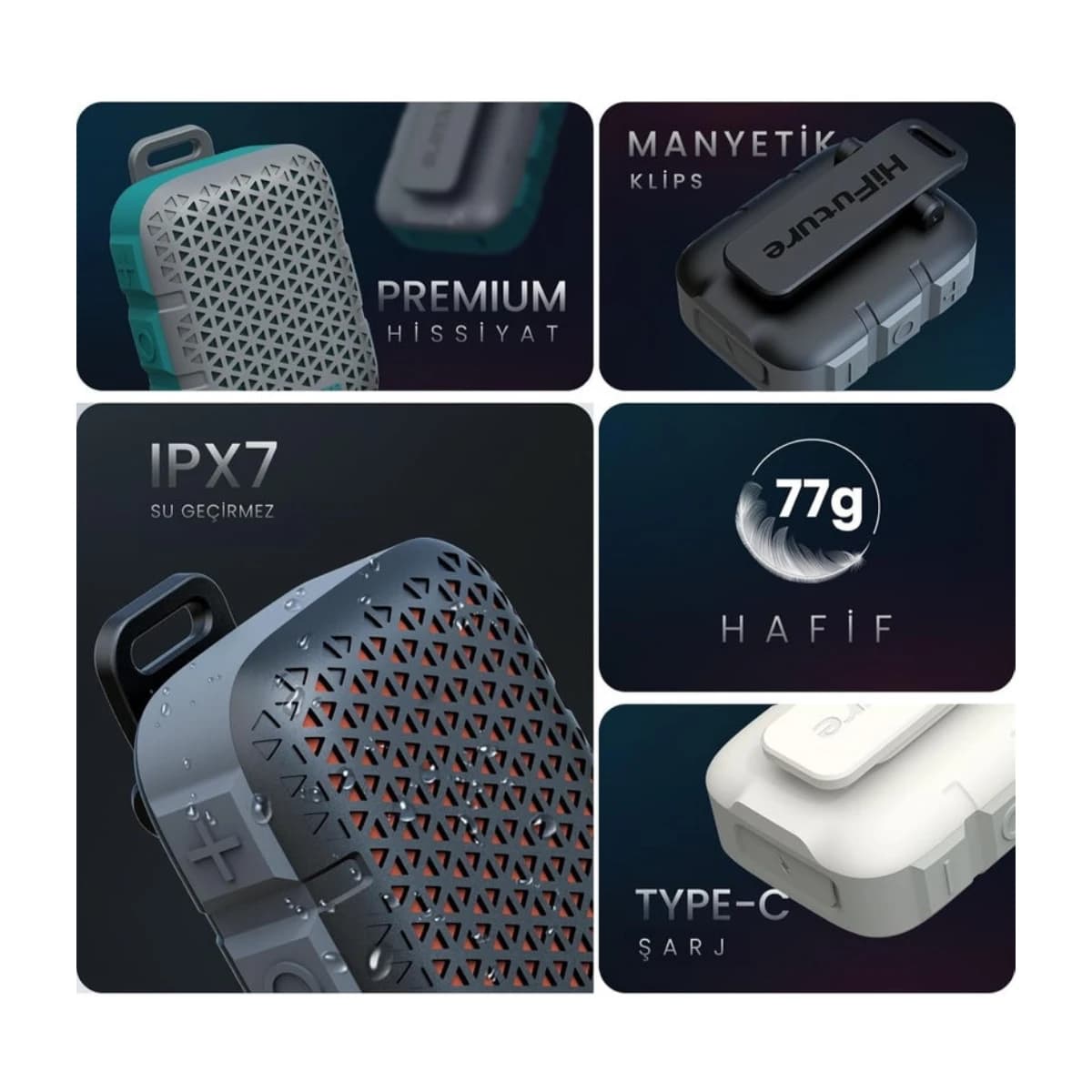 HiFuture Pocket S Mini Portable Wearable Speaker - Thumbnail Angle 3 | Elmougi Store UAE