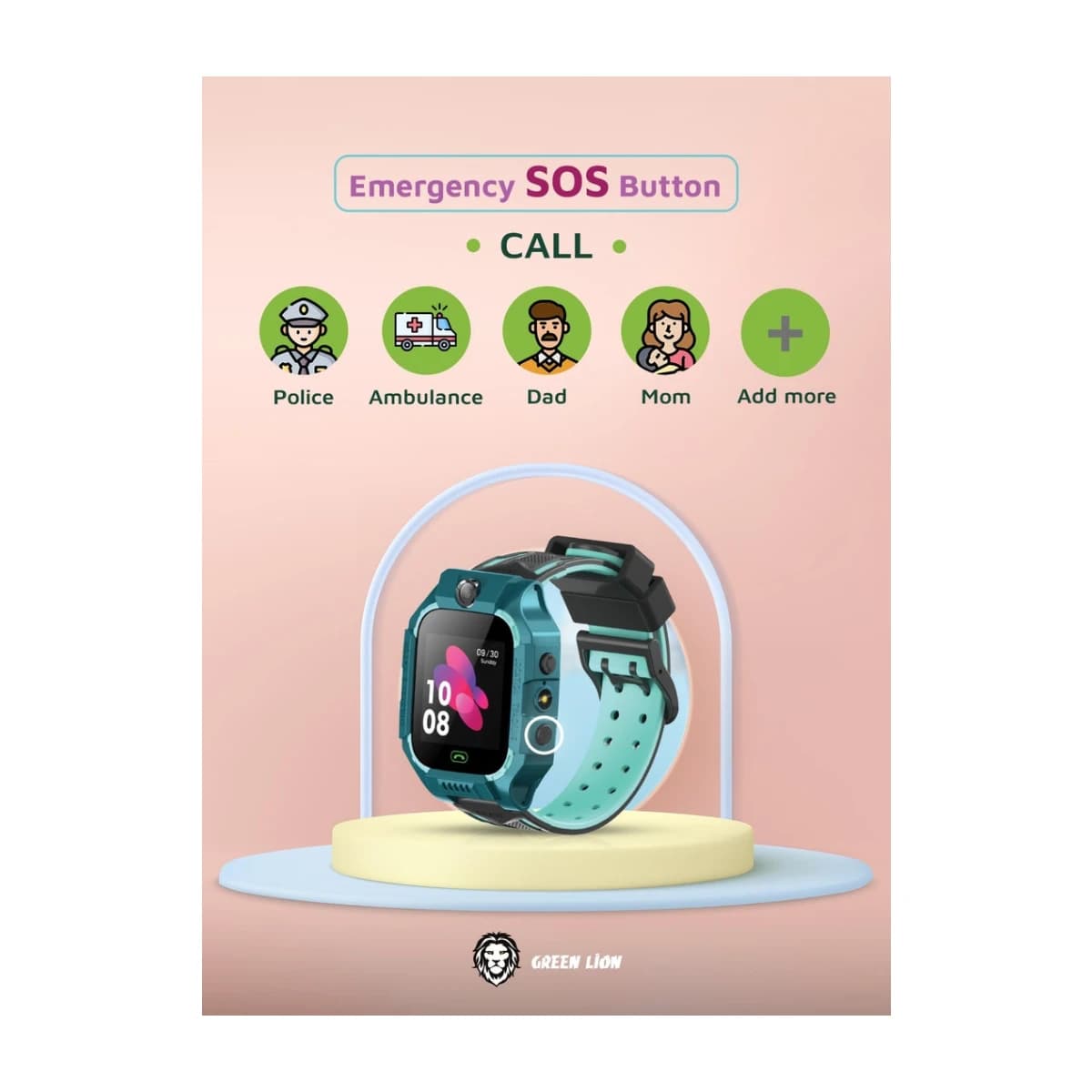 GREEN LION Smart Kids Watch Series 5 with Multilingual Support (English, Arabic, French, Russian), Math Game, 5-Day Standby Time, HD Screen, Time & Alarm Function, Remote Control, Fun & Educational Wearable for Kids - Blue - Thumbnail Angle 4 | Elmougi Store UAE