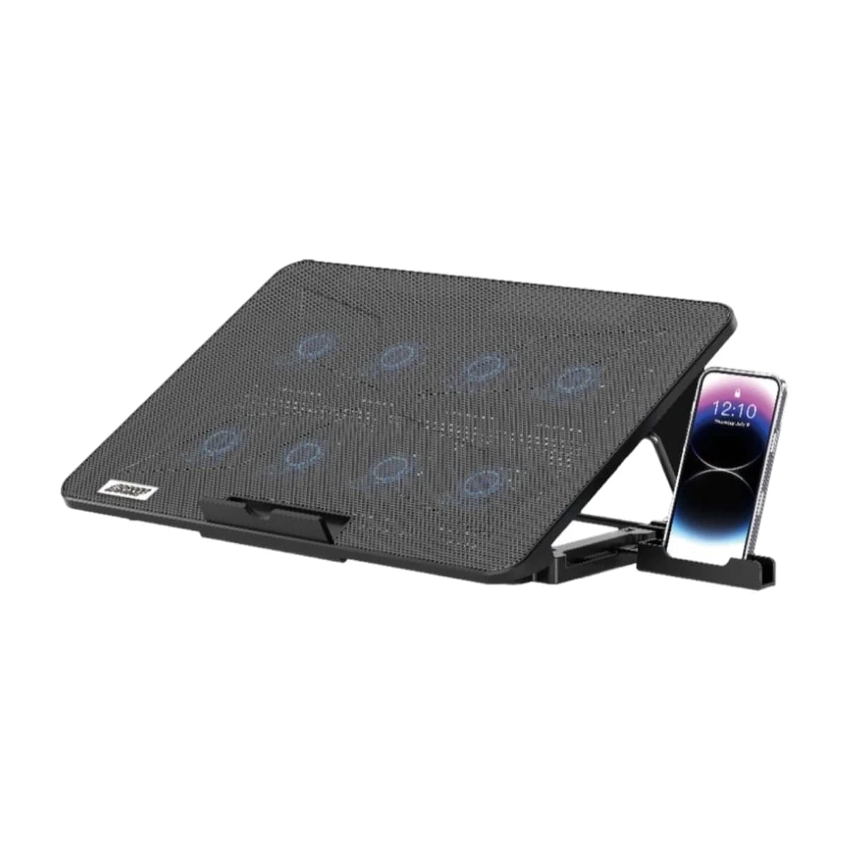 Porodo 8-Fan Laptop Cooling Stand - Up to 16" Laptops, Black - Thumbnail Angle 1 | Elmougi Store UAE