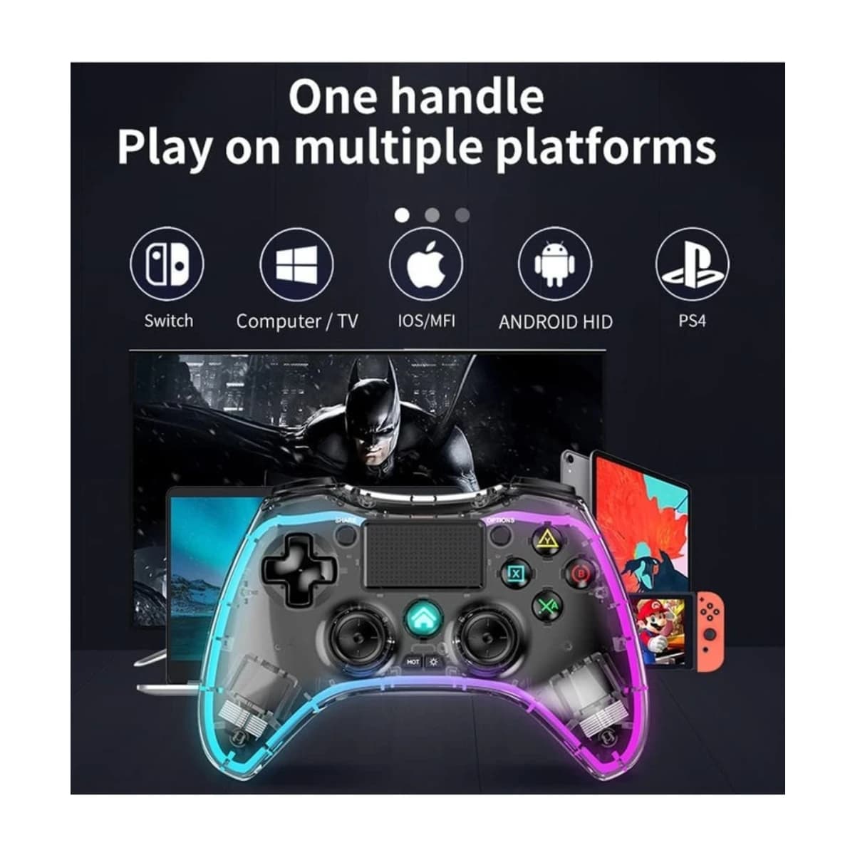 Rock Pow Universal Bluetooth Gamepad for iOS, Android, PS4 & PC - Thumbnail Angle 2 | Elmougi Store UAE