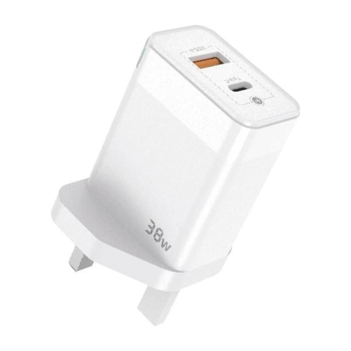 IQ TOUCH 38W Dual Port Wall Charger Powered by GaN Tech - ICHARGE-38PD-QC - Thumbnail Angle 1 | Elmougi Store UAE