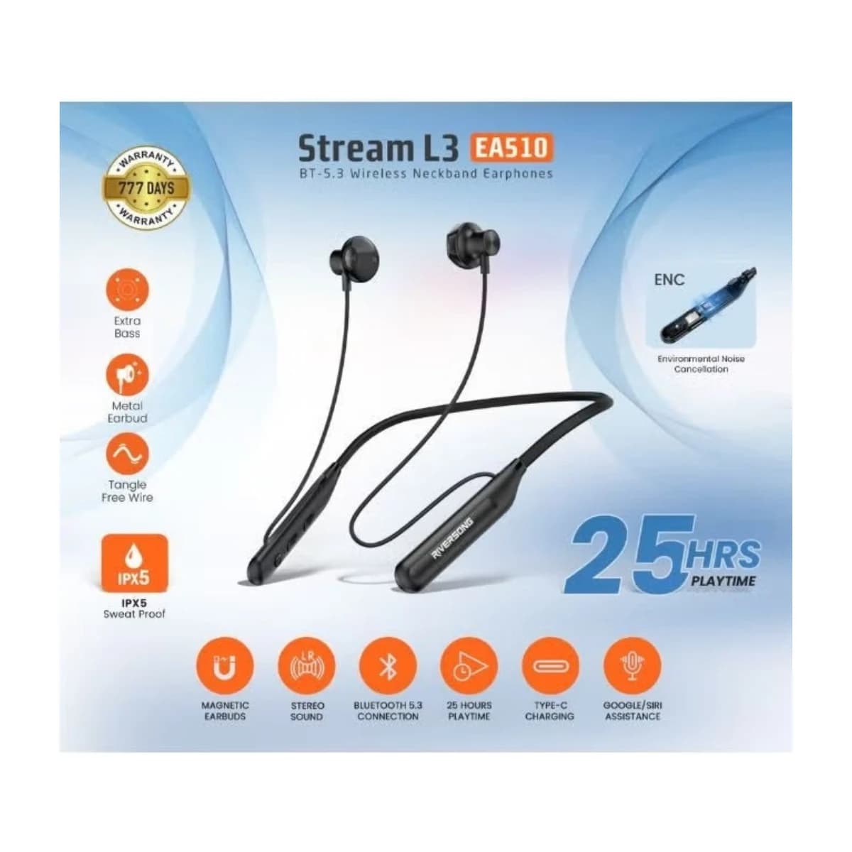 RIVERSONG Bluetooth Earbuds with Environmental Noise Cancellation - Thumbnail Angle 2 | Elmougi Store UAE
