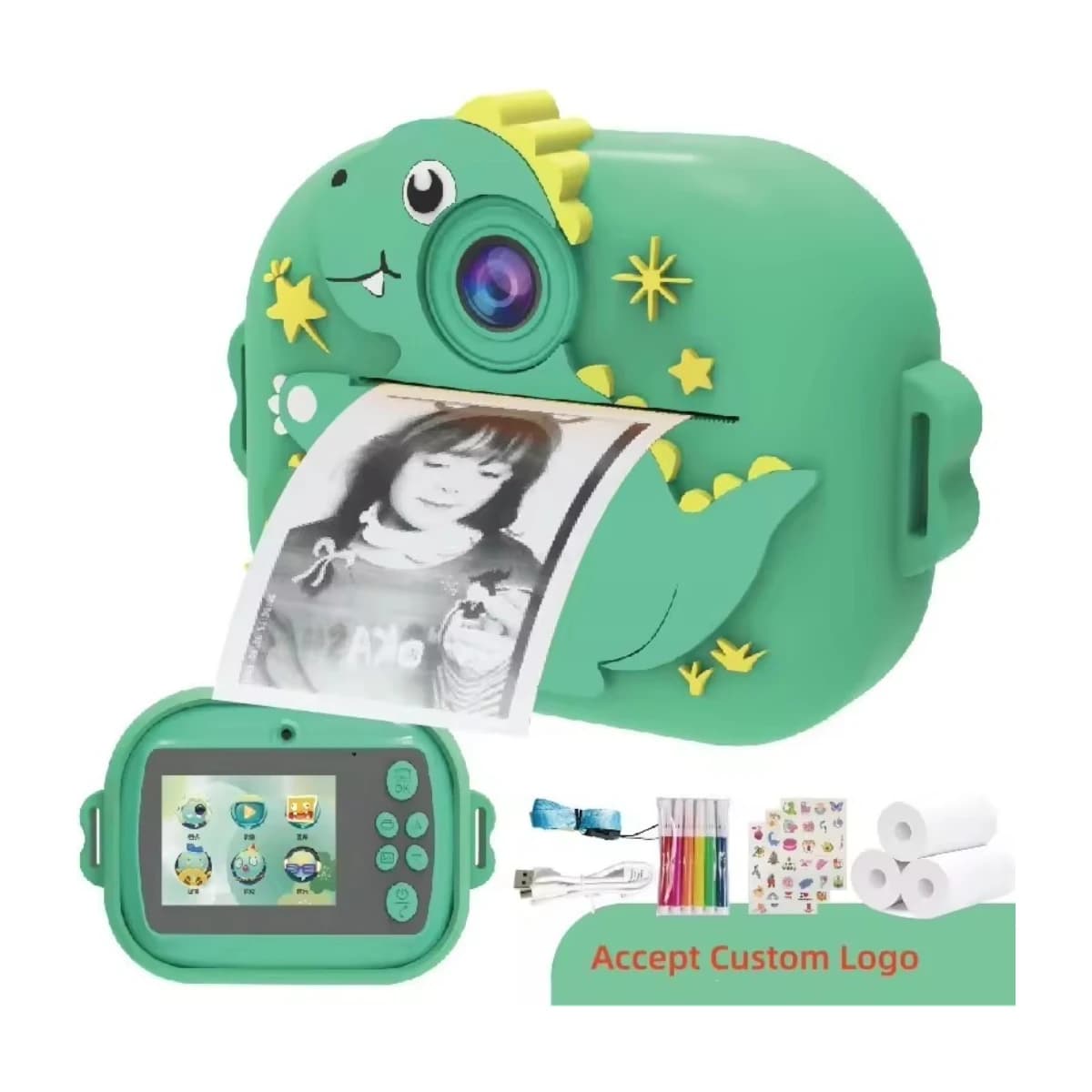 X5D Dinosaur Kids Instant Print Camera - Thumbnail Angle 3 | Elmougi Store UAE
