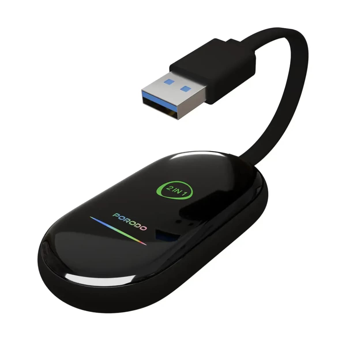 Porodo Play X Wireless CarPlay Adapter with Wi-Fi and Bluetooth Connectivity - Black - Thumbnail Angle 1 | Elmougi Store UAE