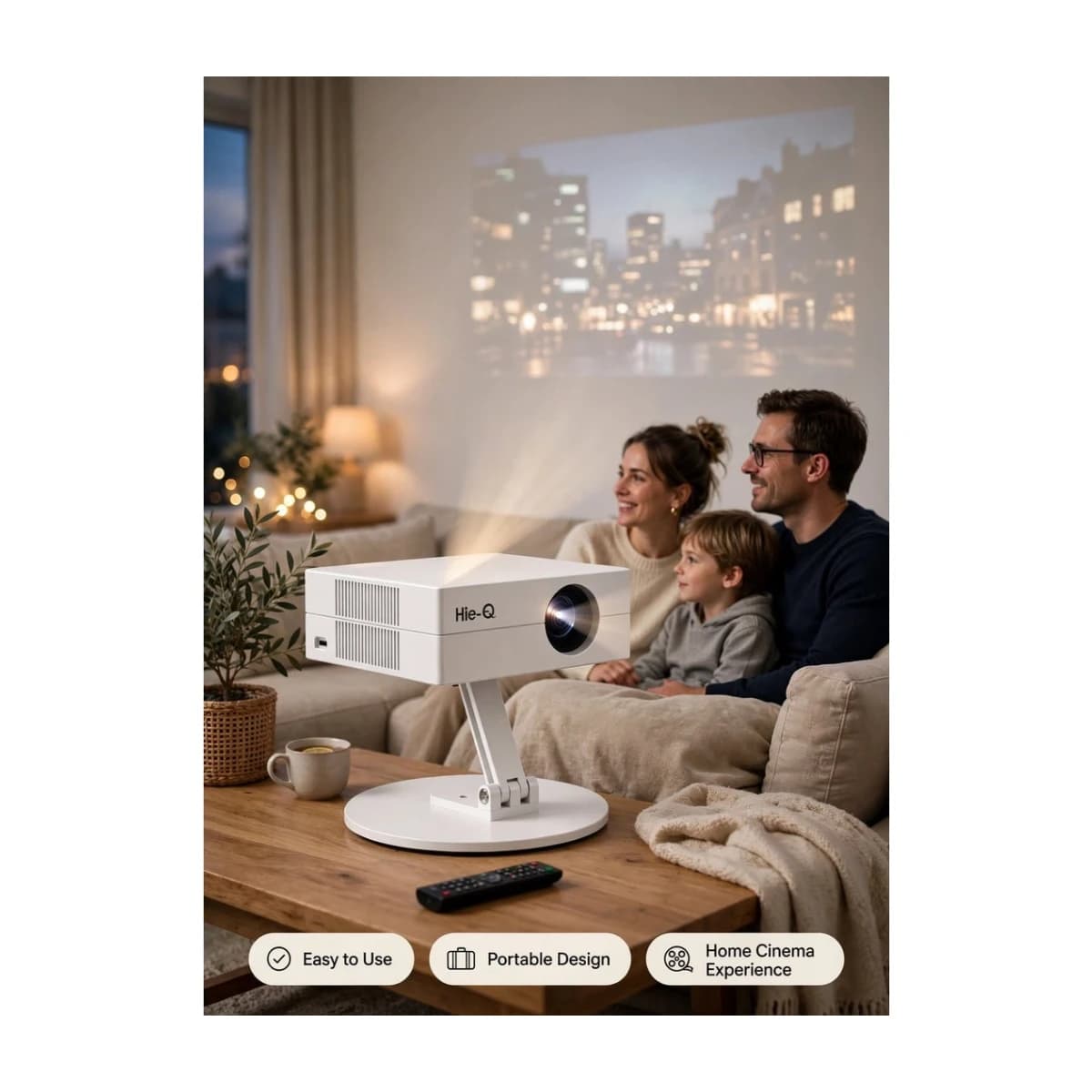 Cine Q5 Smart Projector - 720p Native HD, 1080p Support, WiFi, HDMI, USB, Portable - High Resolution View 3 | Elmougi Store UAE
