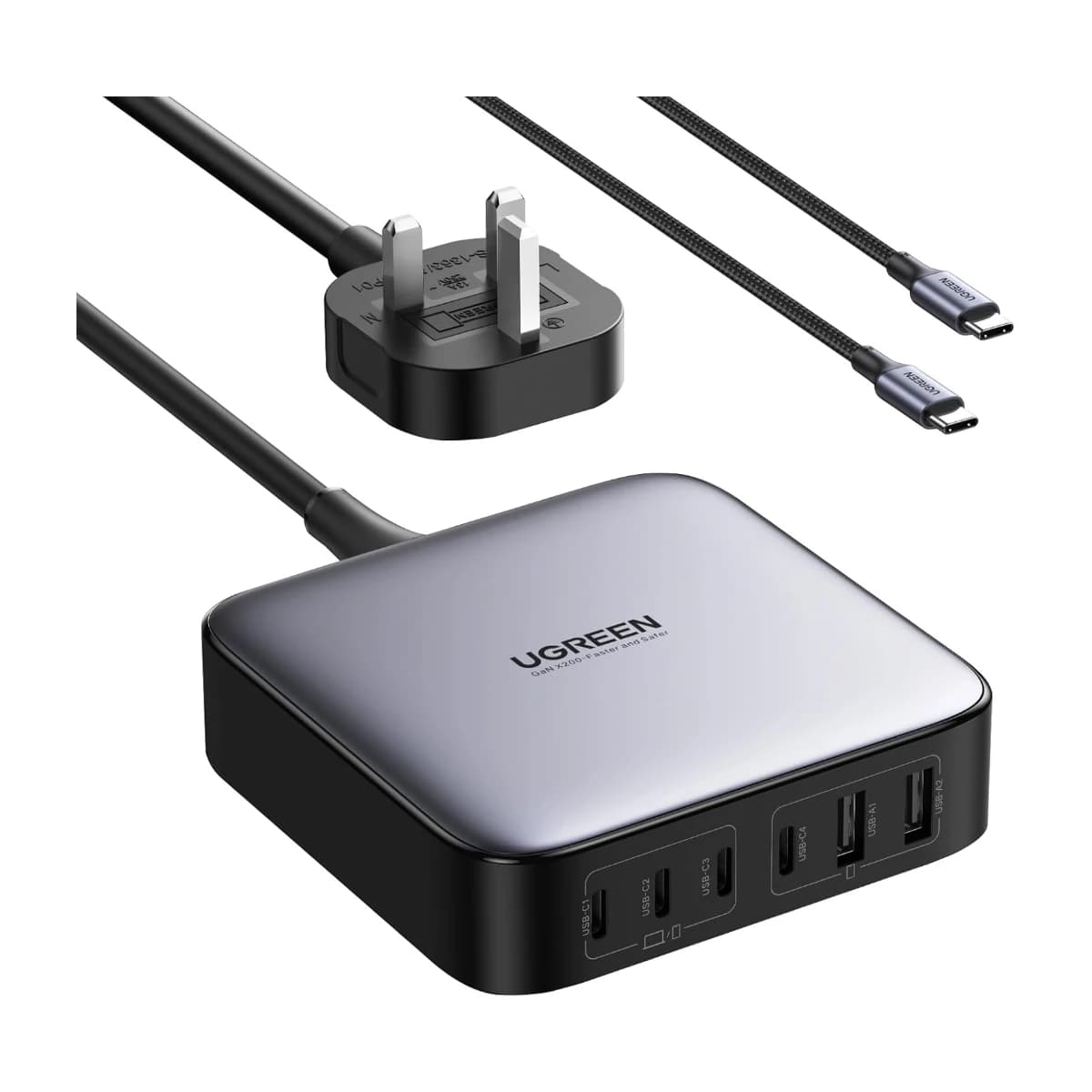 UGREEN Nexode 200W 6-Port GaN USB-C Charging Station with 100W Cable - High Resolution View 1 | Elmougi Store UAE