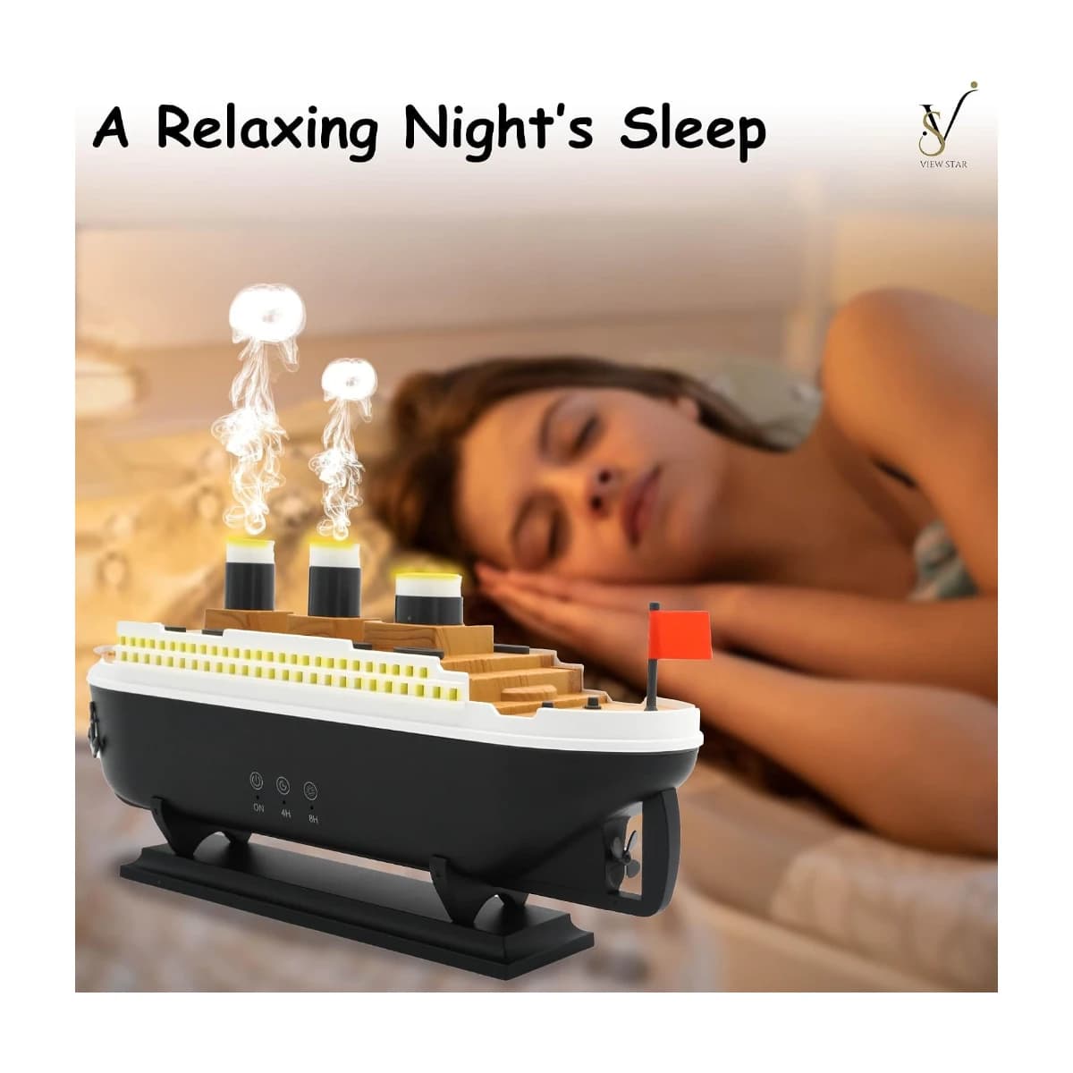 Viewstar Aroma Ship Air Humidifier & Essential Oil Diffuser | Ultrasonic Jellyfish Aroma Diffuser with Remote Control - High Resolution View 2 | Elmougi Store UAE